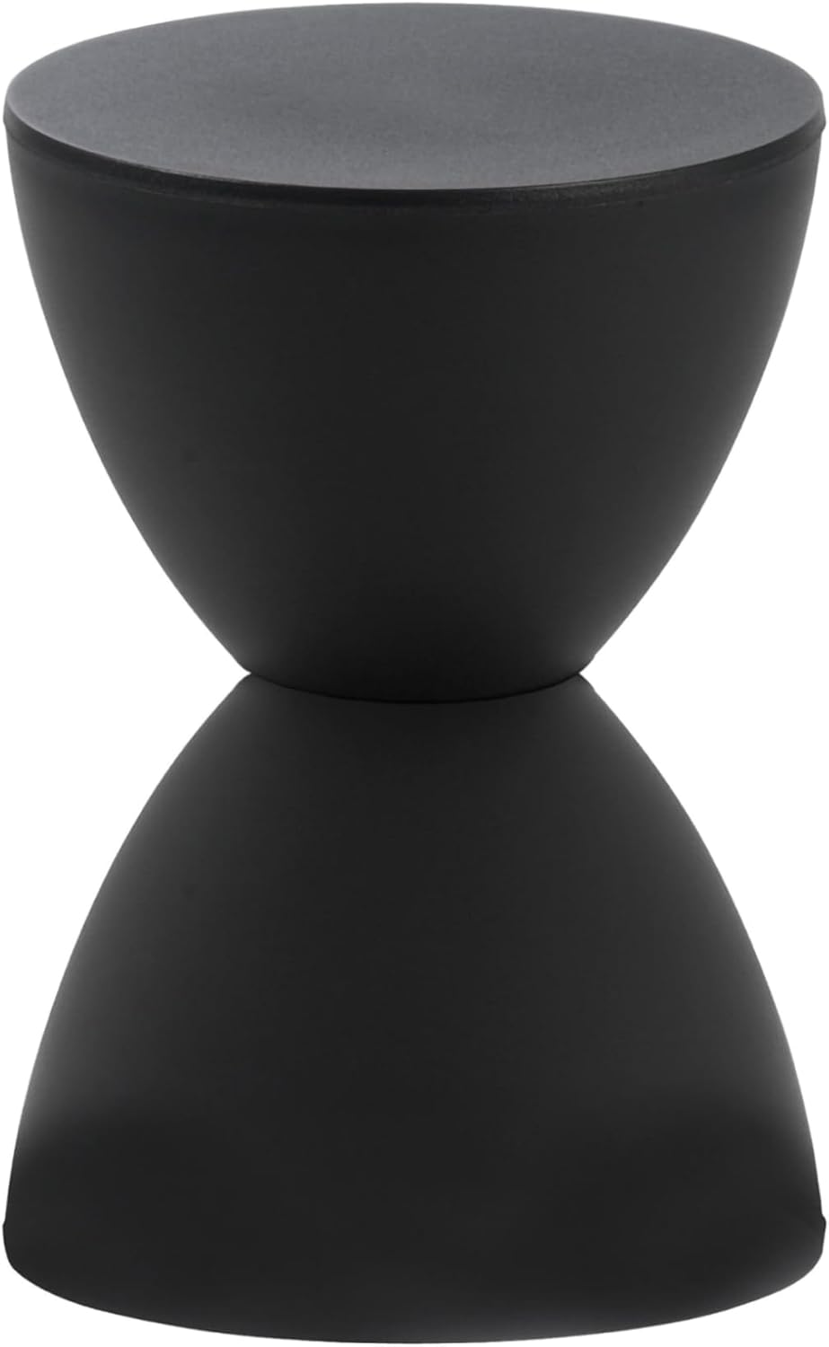 Euro Style Sallie Indoor/Outdoor Stool or End Table | Modern Hourglass Accent Style | UV- Protected Plastic Extra Seating or End Table for Patio, Balcony, Poolside, Entryway, or Living Room | Black