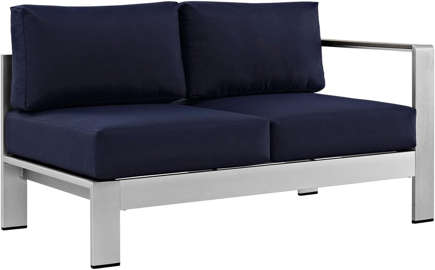 Modway Shore 4-Piece Aluminum Outdoor Patio Sectional Sofa Set in Silver Navy