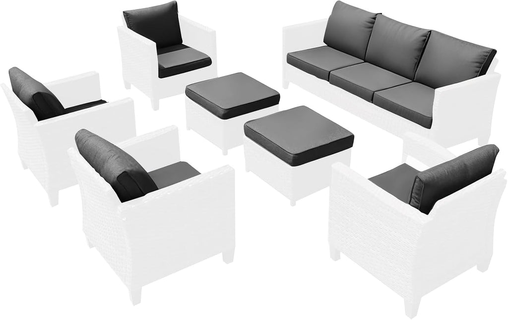 (Only Cushions)16 Piece Patio Cushion Set for 10 Pieces Wicker Rattan Conversation Sofa Set with Swivel Rocking Chair and Ottomans,6" Thick Cushion for 7 Person Patio Conversation Sets (24*24in)