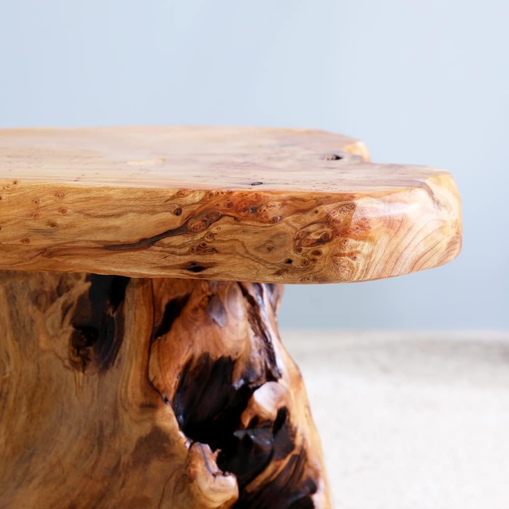 13.8" Cedar Stump Stool,Natural Wooden Side Table,Plant Stool,Live Edge Coffee Table for Bedroom,Living Room, Outdoor