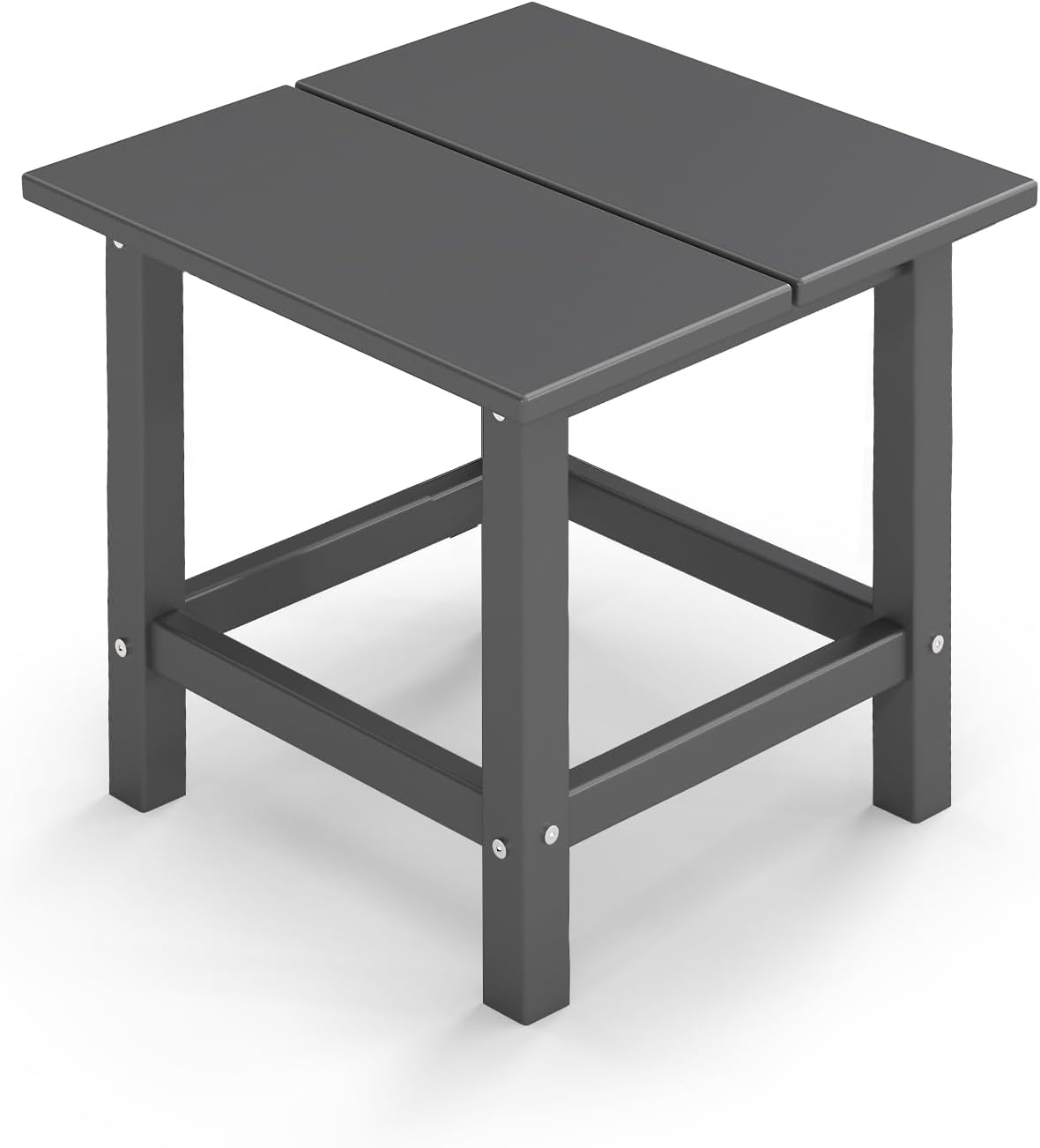 GREENVINES Adirondack-Outdoor-Side-Table | 18 x 18 Inches | HDPE Plastic | All Weather | Outside Couch Tables for Conversation Set | Gray | for Patio Porch Deck Lawn