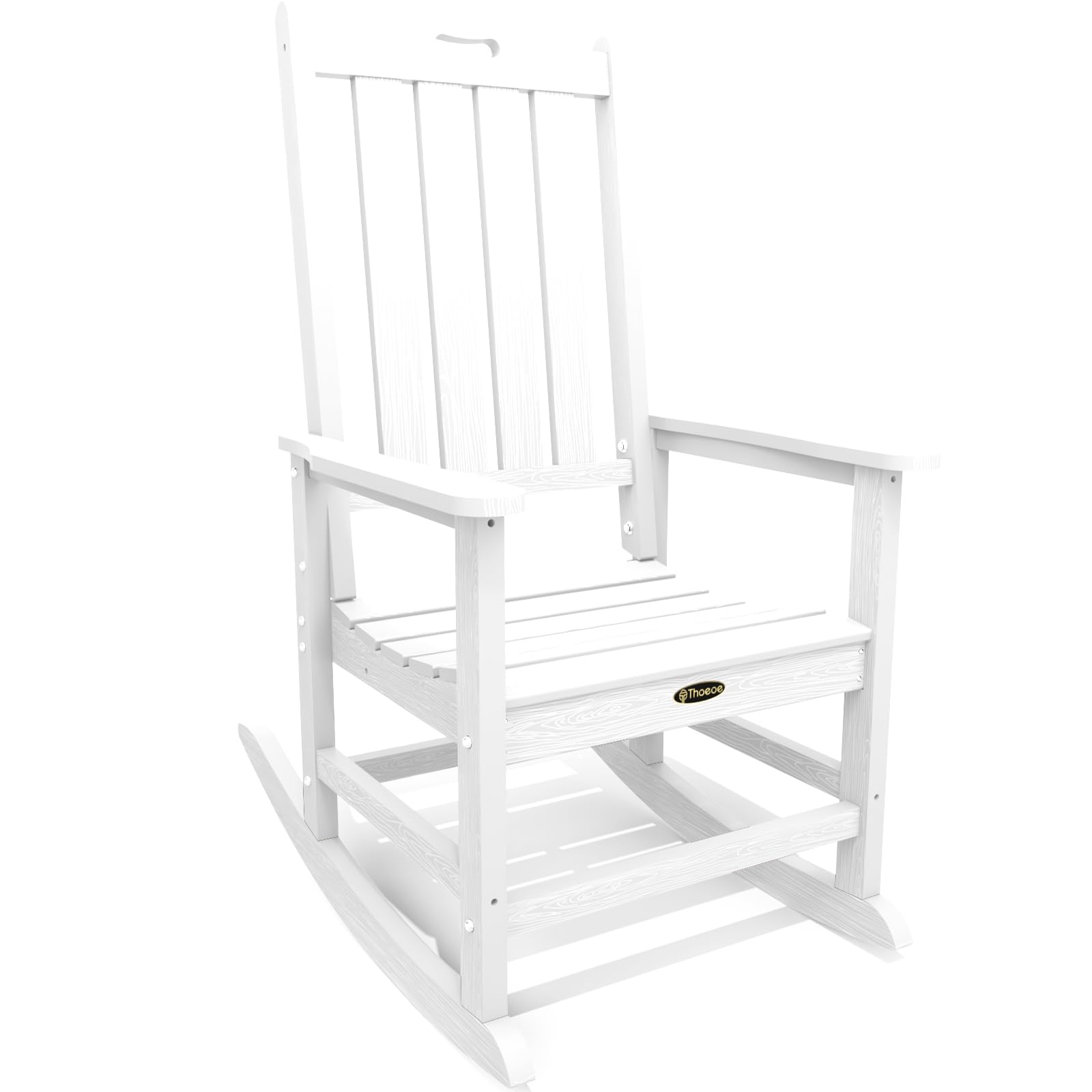 THOEOE Outdoor Rocking Chairs, Oversized Patio Rocking Chair | HDPE Outdoor Rockers for Front Porch, Patio, Backyard, Balcony and Garden. All-Weather High Back Design, Black