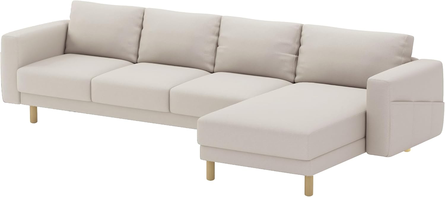 HomeTown Market Durable Three Or Two (3 or 2) Seat with Chaise Sofa Cover Replacement Custom Made Compatible with IKEA Norsborg Sectional Corner Chaise Sofa Slipcover (3 and Chaise Polyester Beige)