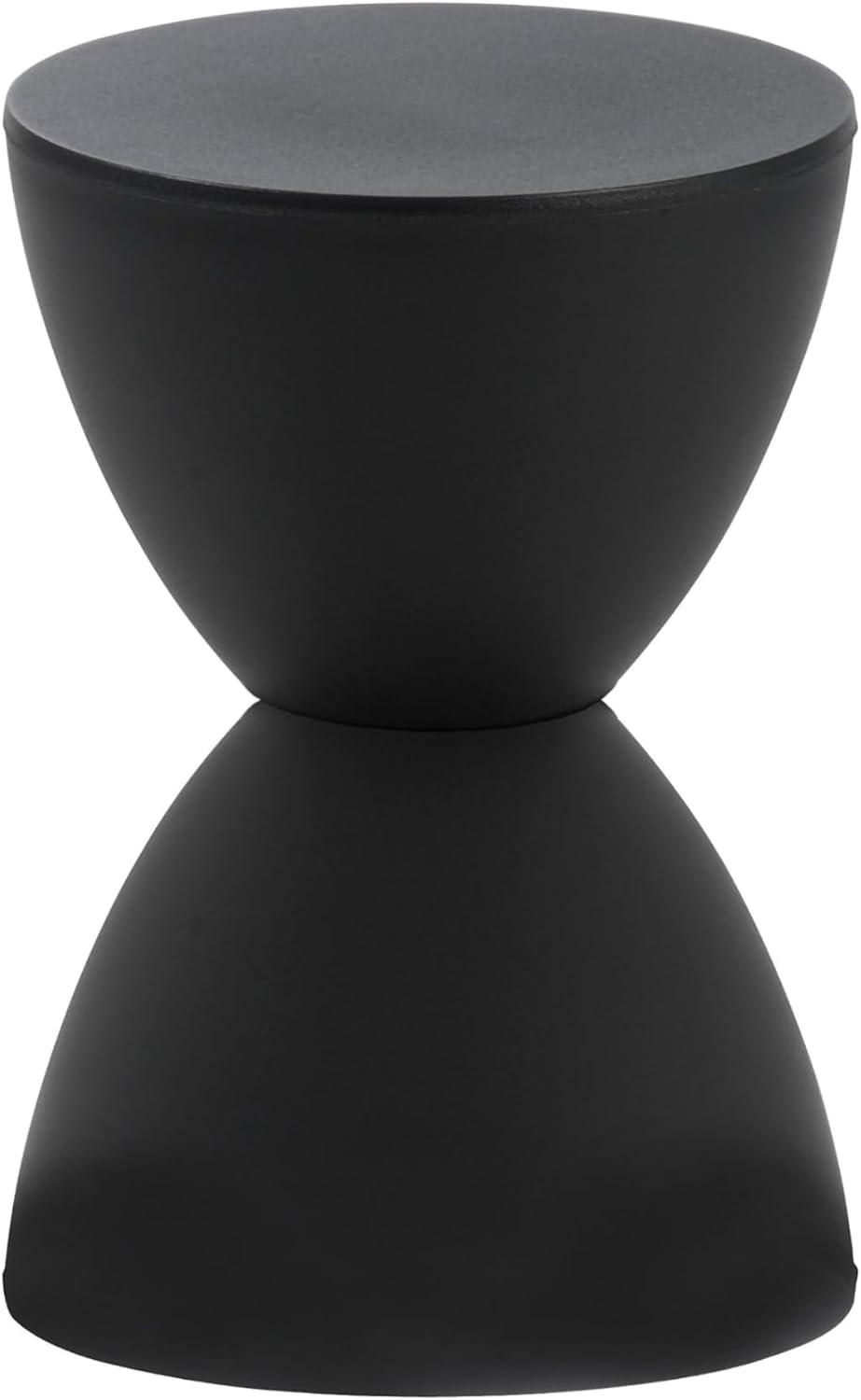 Euro Style Sallie Indoor/Outdoor Stool or End Table | Modern Hourglass Accent Style | UV- Protected Plastic Extra Seating or End Table for Patio, Balcony, Poolside, Entryway, or Living Room | Black