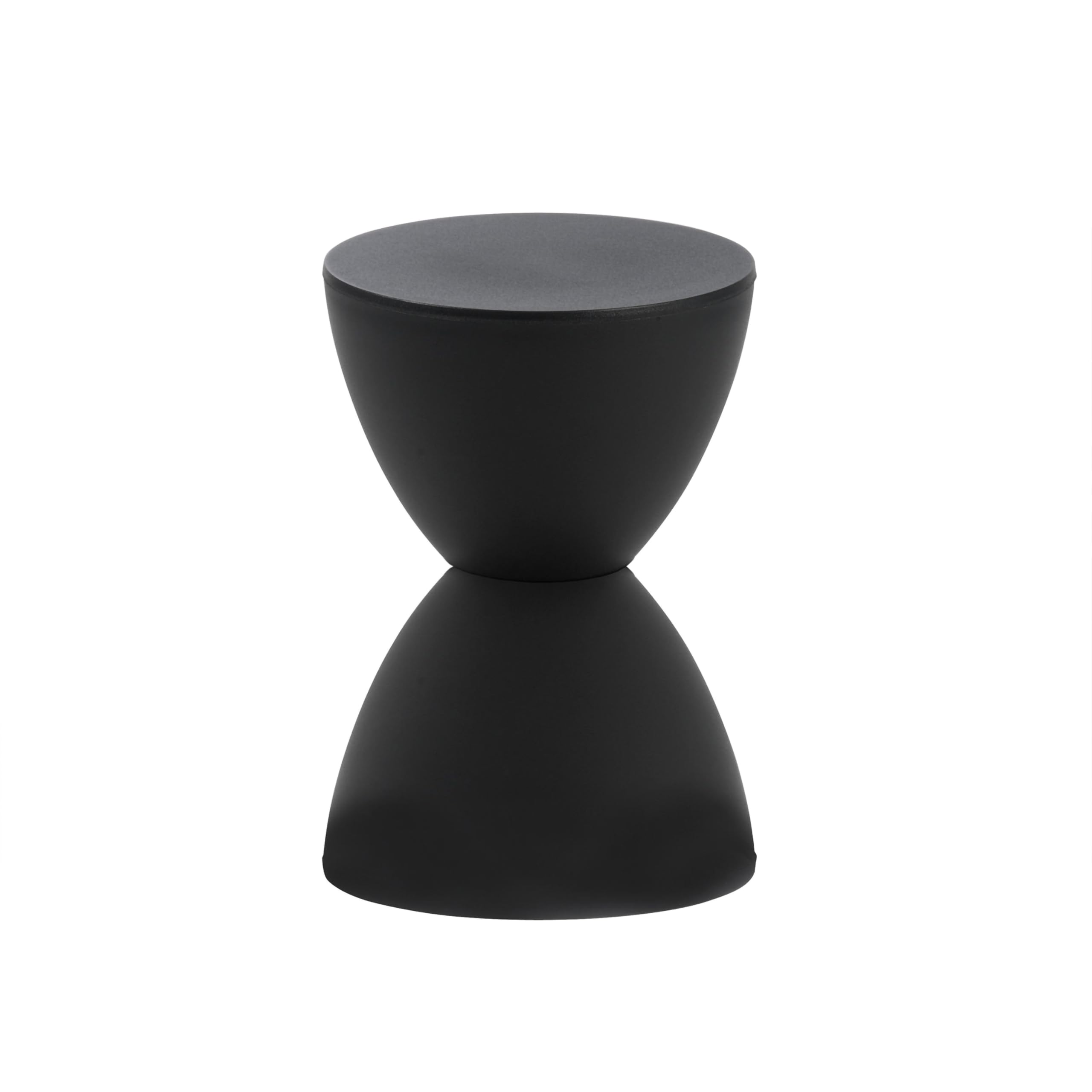 Euro Style Sallie Indoor/Outdoor Stool or End Table | Modern Hourglass Accent Style | UV- Protected Plastic Extra Seating or End Table for Patio, Balcony, Poolside, Entryway, or Living Room | Black