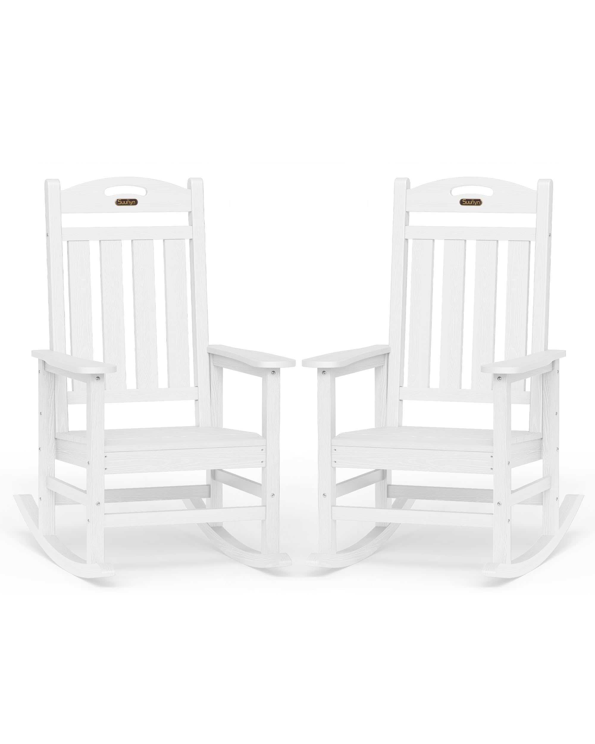 Oversized Outdoor Rocking Chair, HDPE All Weather Resistant Patio Rocking Chair, High Back Porch Rocking Chair, 380lbs Weight Capacity, Dark Grey