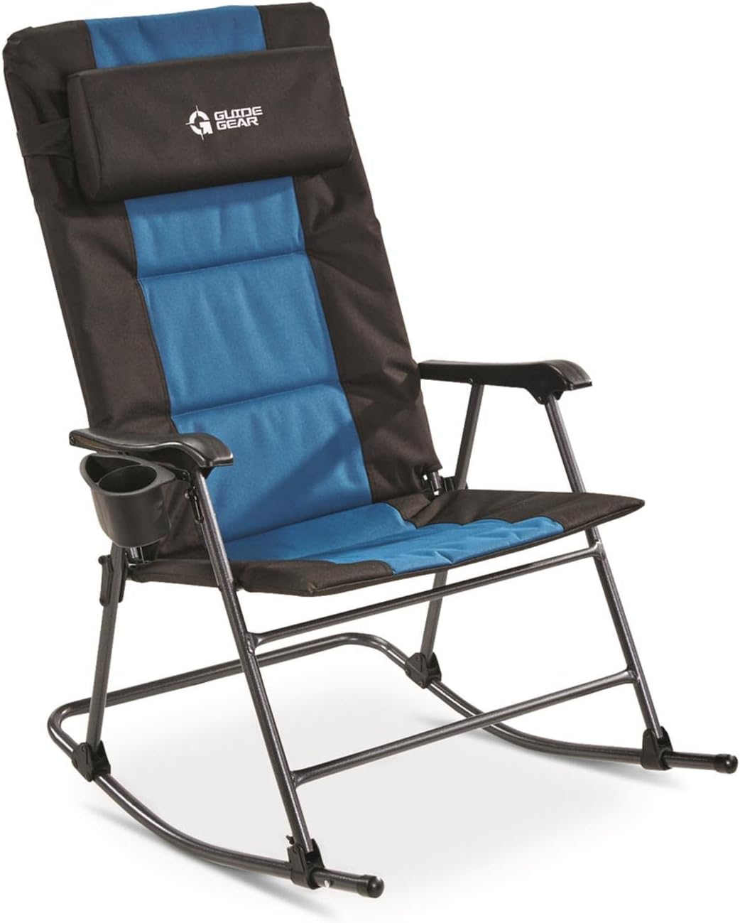 Guide Gear Oversized Rocking Camp Chair, Portable, Outdoor, Folding, 500 Pound Capacity Blue/Black