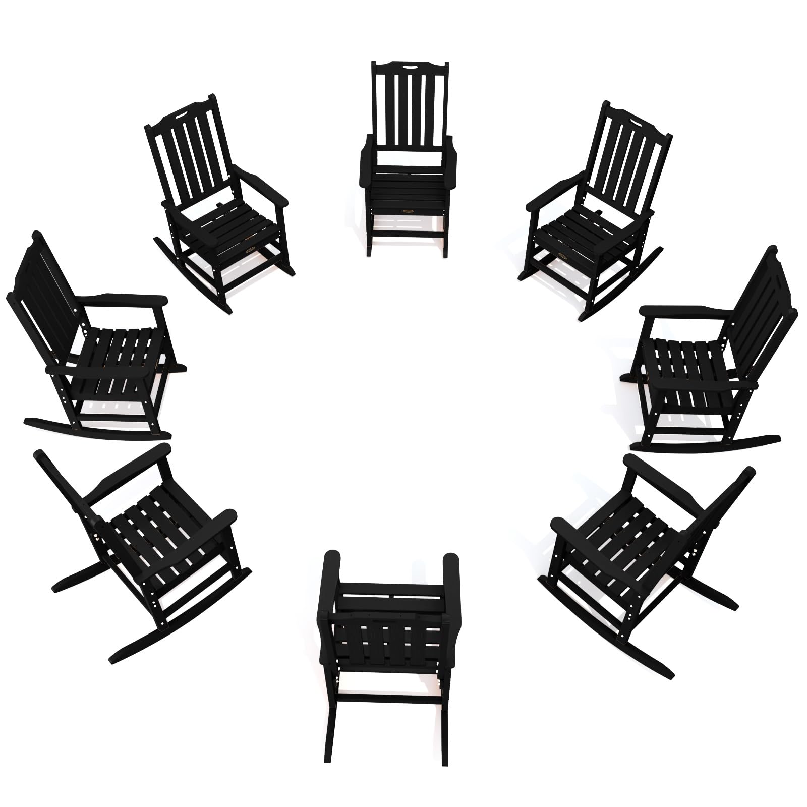 THOEOE Outdoor Rocking Chairs, Oversized Patio Rocking Chair | HDPE Outdoor Rockers for Front Porch, Patio, Backyard, Balcony and Garden. All-Weather High Back Design, Black