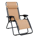 Amazon Basics Zero Gravity Lounge Chair with Pillow, Foldable Outdoor Reclining Chair for Patio and Beach, Weather-Resistant Textilene, 300 lb Capacity, 26", Black