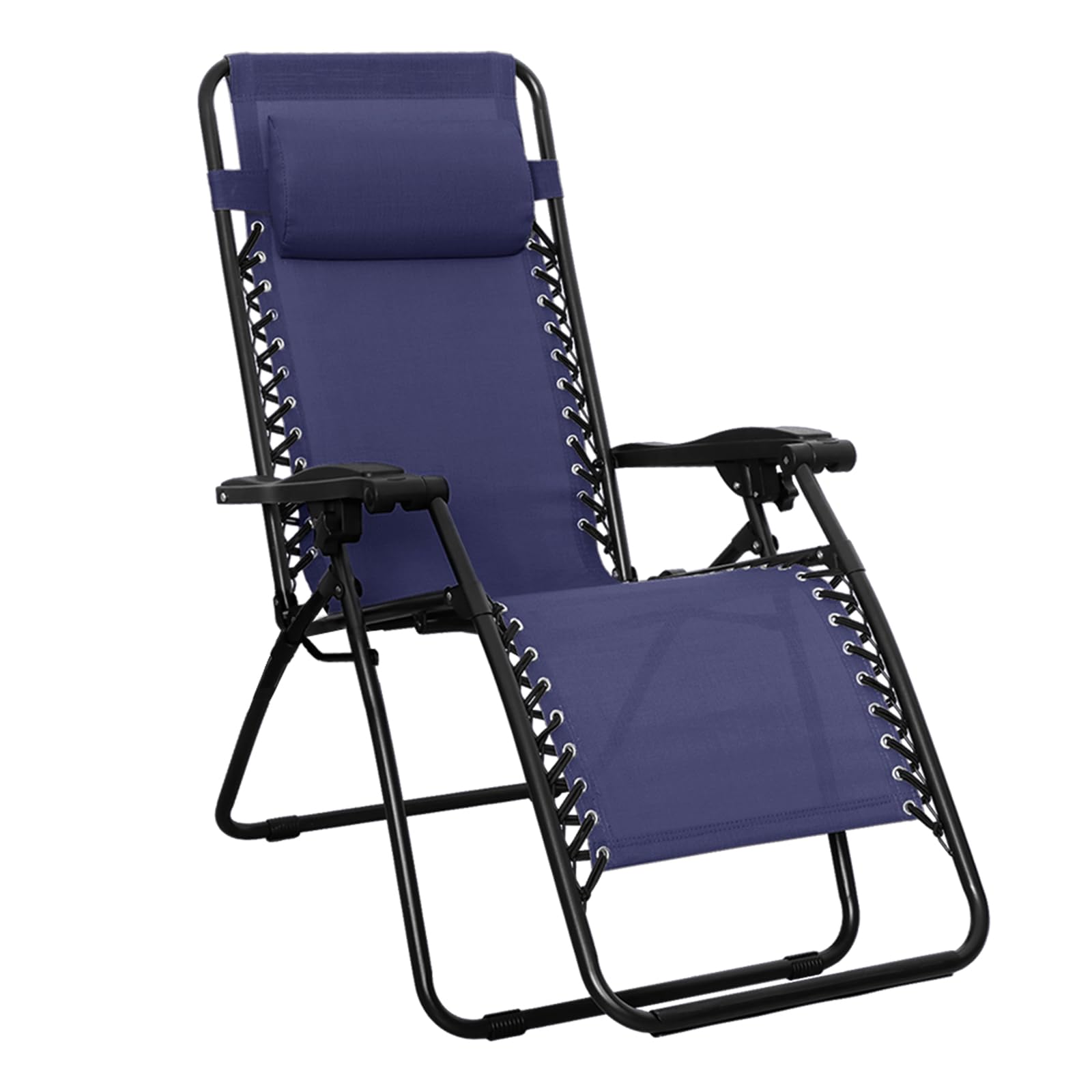 Amazon Basics Zero Gravity Lounge Chair with Pillow, Foldable Outdoor Reclining Chair for Patio and Beach, Weather-Resistant Textilene, 300 lb Capacity, 26", Black