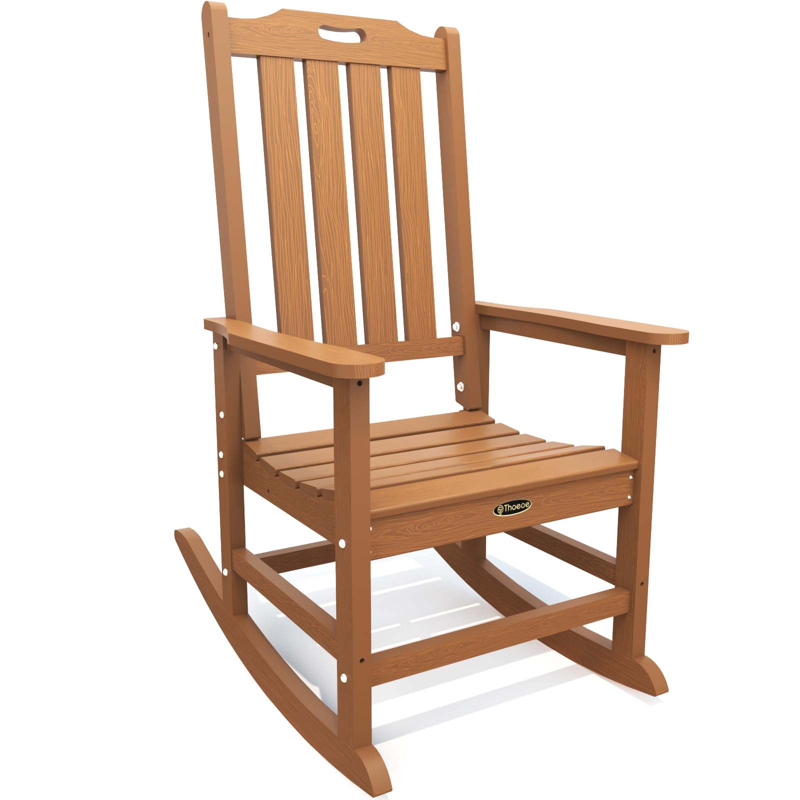 THOEOE Outdoor Rocking Chairs, Oversized Patio Rocking Chair | HDPE Outdoor Rockers for Front Porch, Patio, Backyard, Balcony and Garden. All-Weather High Back Design, Black