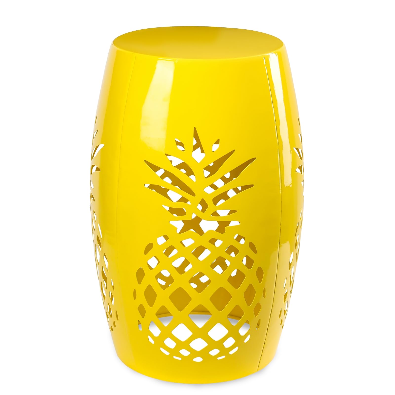 Vipush Outdoor Lace Cut Iron Side Table,Patio Garden Stool Coffee End Table Nightstand for Small Spaces,Living Room,Front Porch,Poolside (Yellow)