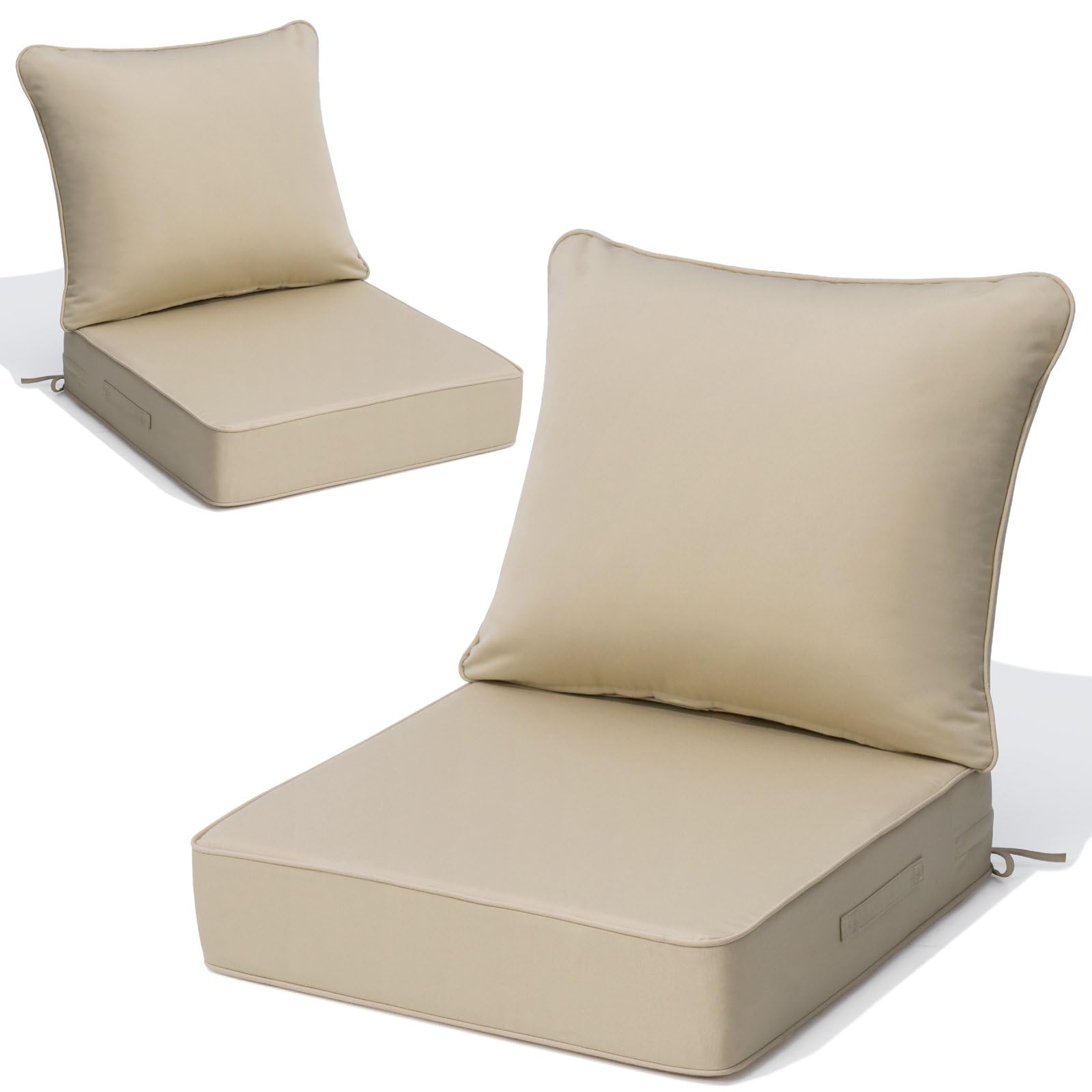 CRESTLIVE 5.5" Thick Deep Seat Patio Chair Cushions 24x24 Set of 2, Waterproof Outdoor Replacement Cushions for Wicker Sofa and Couch, Fade Resistant, Malachite