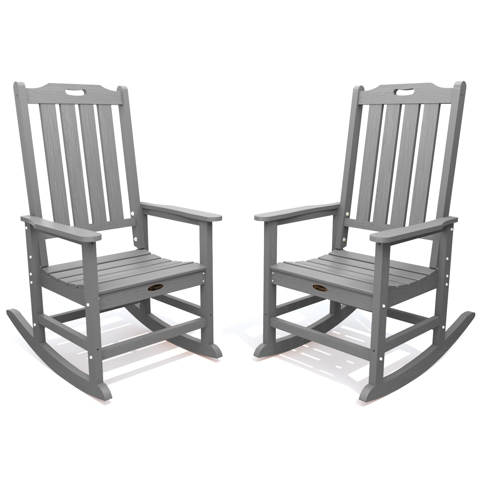 THOEOE Outdoor Rocking Chairs, Oversized Patio Rocking Chair | HDPE Outdoor Rockers for Front Porch, Patio, Backyard, Balcony and Garden. All-Weather High Back Design, Black