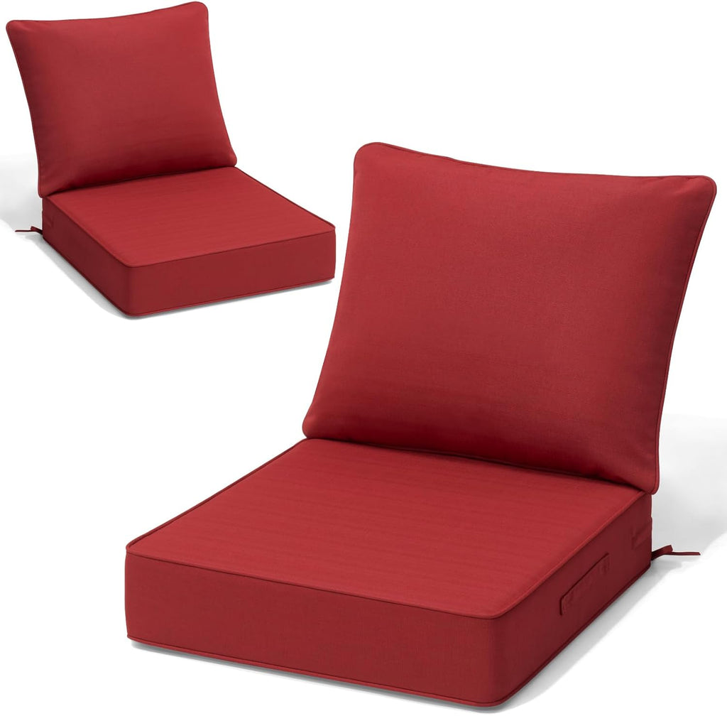 CRESTLIVE 5.5" Thick Deep Seat Patio Chair Cushions 24x24 Set of 2, Waterproof Outdoor Replacement Cushions for Wicker Sofa and Couch, Fade Resistant, Malachite