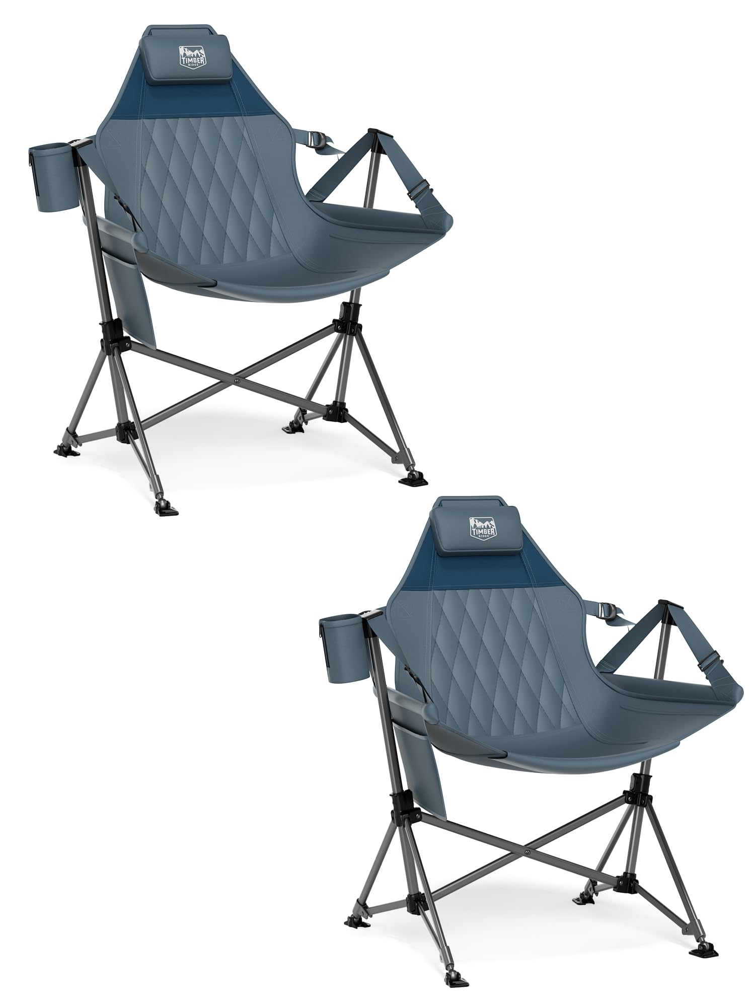 TIMBER RIDGE Hammock Camping Chair, Oversized Swinging Hammock Chair with Adjustable Back and Seat for Outdoor Lawn, Sports, Supports 400lbs, Blue