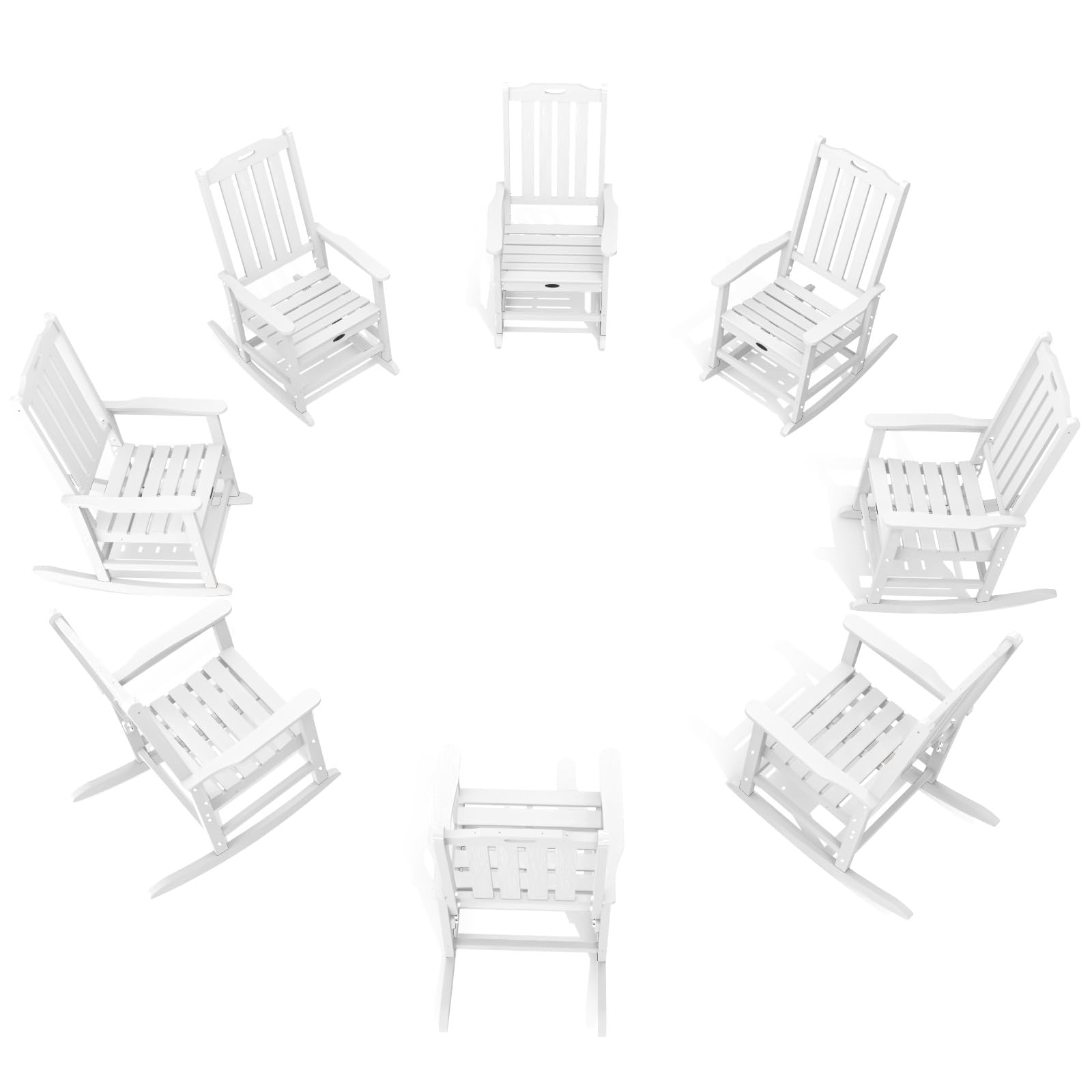 THOEOE Outdoor Rocking Chairs, Oversized Patio Rocking Chair | HDPE Outdoor Rockers for Front Porch, Patio, Backyard, Balcony and Garden. All-Weather High Back Design, Black