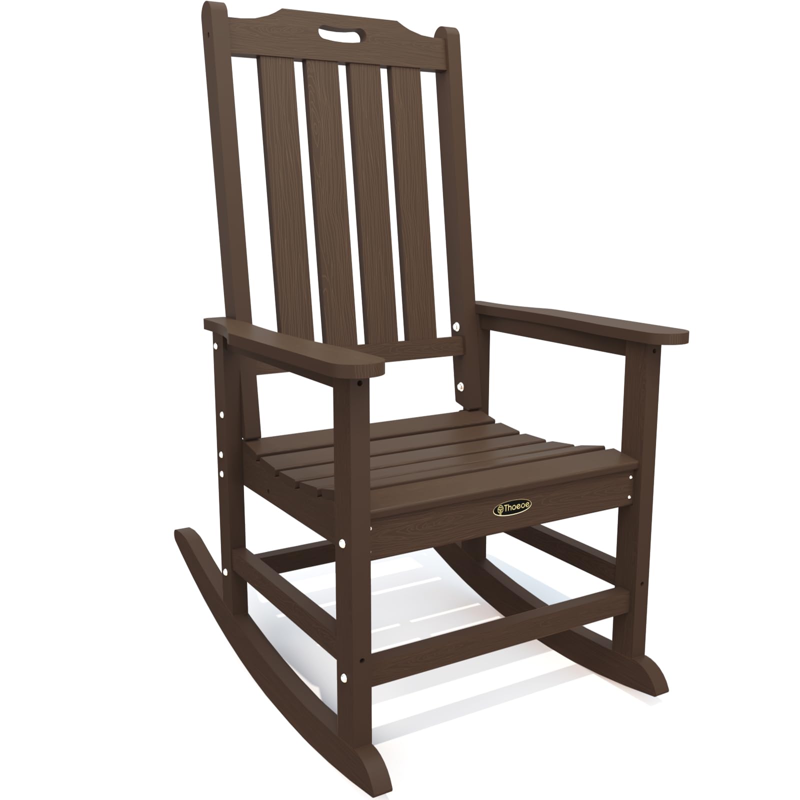 THOEOE Outdoor Rocking Chairs, Oversized Patio Rocking Chair | HDPE Outdoor Rockers for Front Porch, Patio, Backyard, Balcony and Garden. All-Weather High Back Design, Black