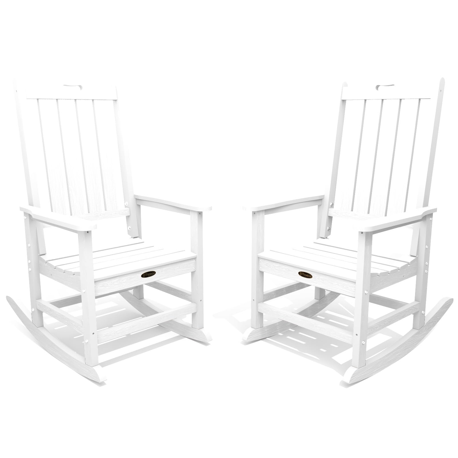THOEOE Outdoor Rocking Chairs, Oversized Patio Rocking Chair | HDPE Outdoor Rockers for Front Porch, Patio, Backyard, Balcony and Garden. All-Weather High Back Design, Black