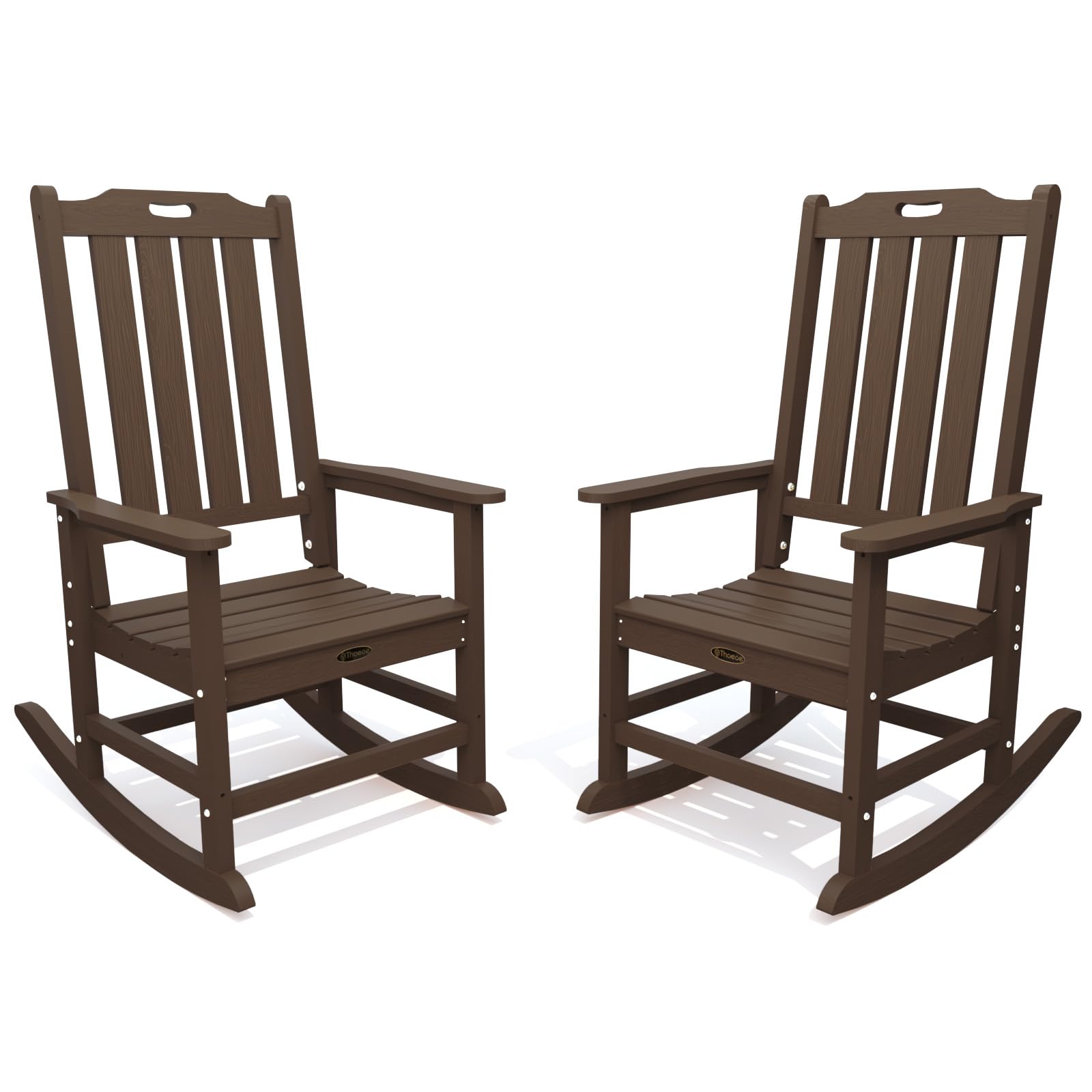 THOEOE Outdoor Rocking Chairs, Oversized Patio Rocking Chair | HDPE Outdoor Rockers for Front Porch, Patio, Backyard, Balcony and Garden. All-Weather High Back Design, Black