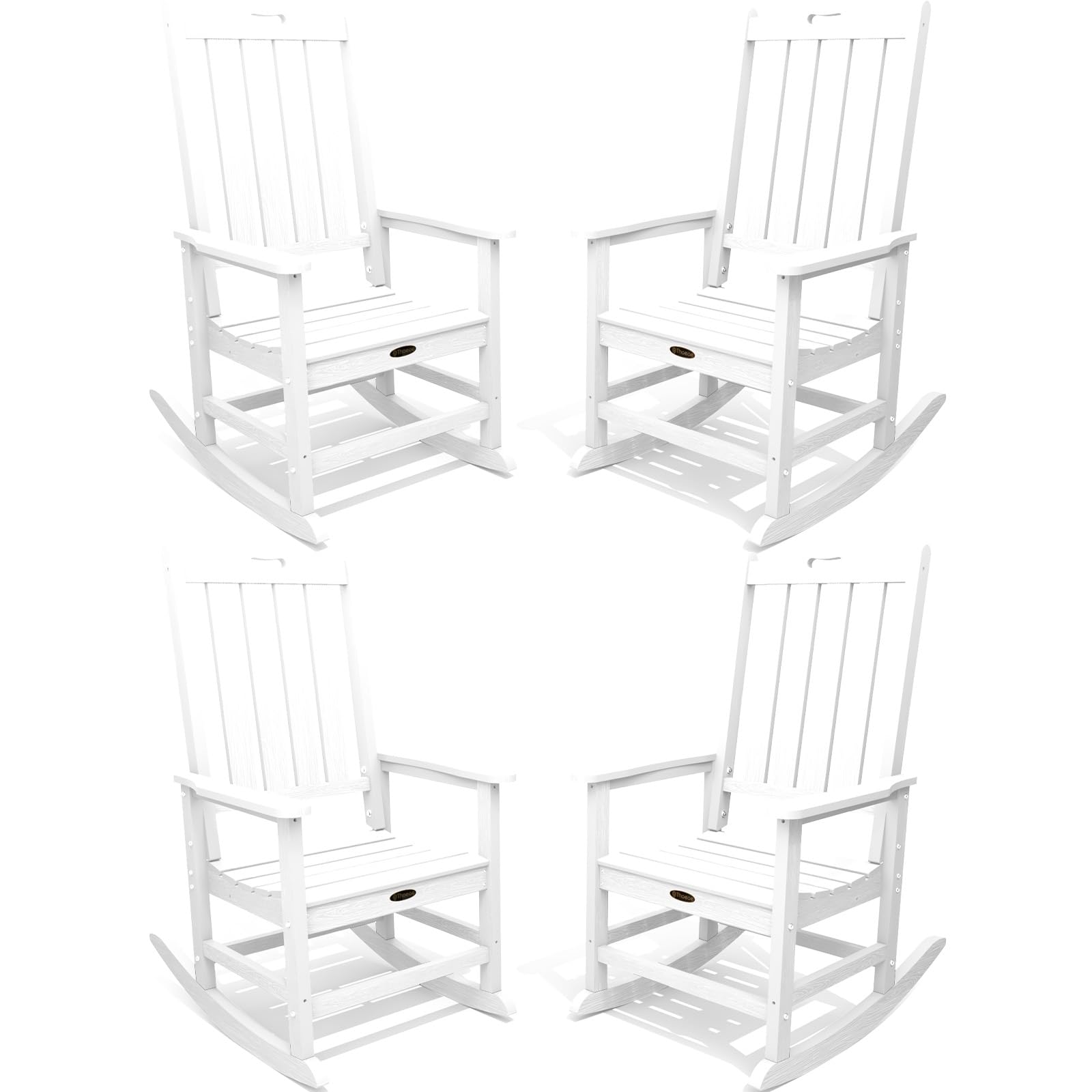 THOEOE Outdoor Rocking Chairs, Oversized Patio Rocking Chair | HDPE Outdoor Rockers for Front Porch, Patio, Backyard, Balcony and Garden. All-Weather High Back Design, Black