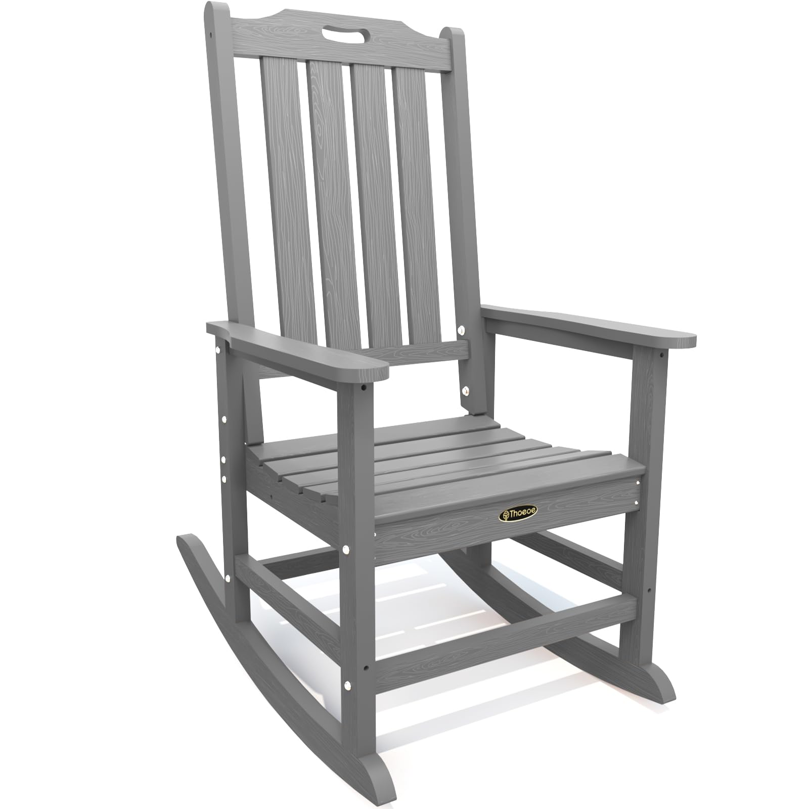 THOEOE Outdoor Rocking Chairs, Oversized Patio Rocking Chair | HDPE Outdoor Rockers for Front Porch, Patio, Backyard, Balcony and Garden. All-Weather High Back Design, Black