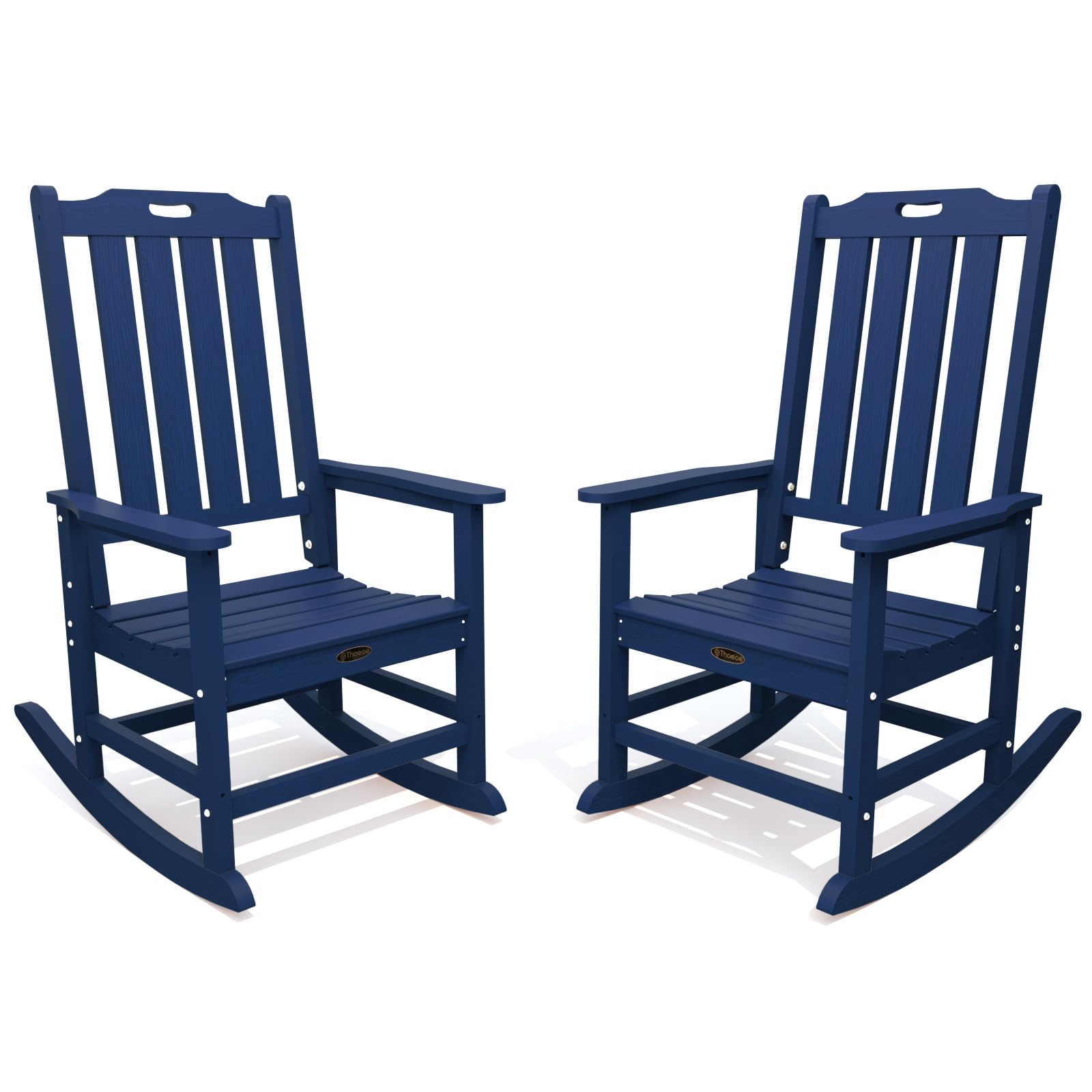 THOEOE Outdoor Rocking Chairs, Oversized Patio Rocking Chair | HDPE Outdoor Rockers for Front Porch, Patio, Backyard, Balcony and Garden. All-Weather High Back Design, Black