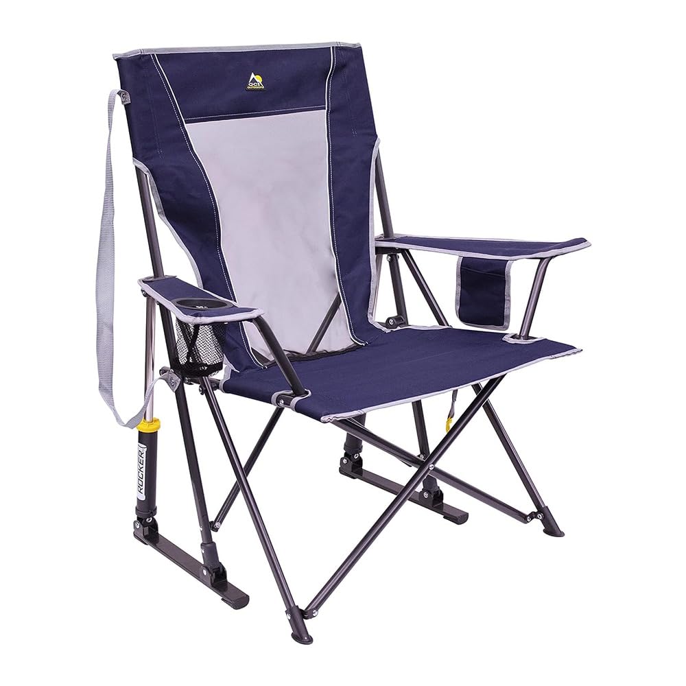 GCI Outdoor Comfort Pro Rocker Camping Chair | Portable Folding Rocking Chair with Durable Armrests & Drink Holder — Loden Green