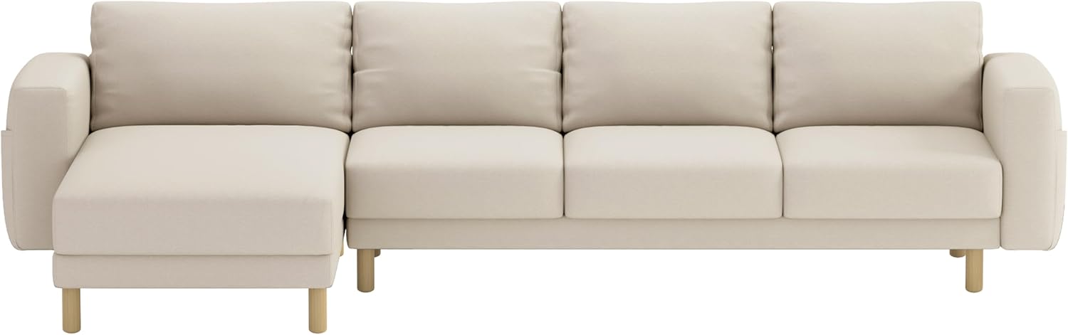 HomeTown Market Durable Three Or Two (3 or 2) Seat with Chaise Sofa Cover Replacement Custom Made Compatible with IKEA Norsborg Sectional Corner Chaise Sofa Slipcover (3 and Chaise Polyester Beige)