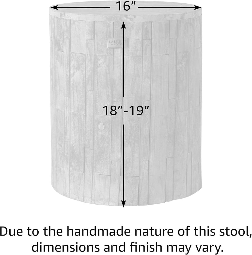 Patio Sense 62420 Elyse Round Rustic Garden Stool Wood Outdoor Seating & End Table Portable Adaptable Outdoor Furniture Ideal For Entertaining, Gardening & Decor - Seasoned Patina Finish May Vary