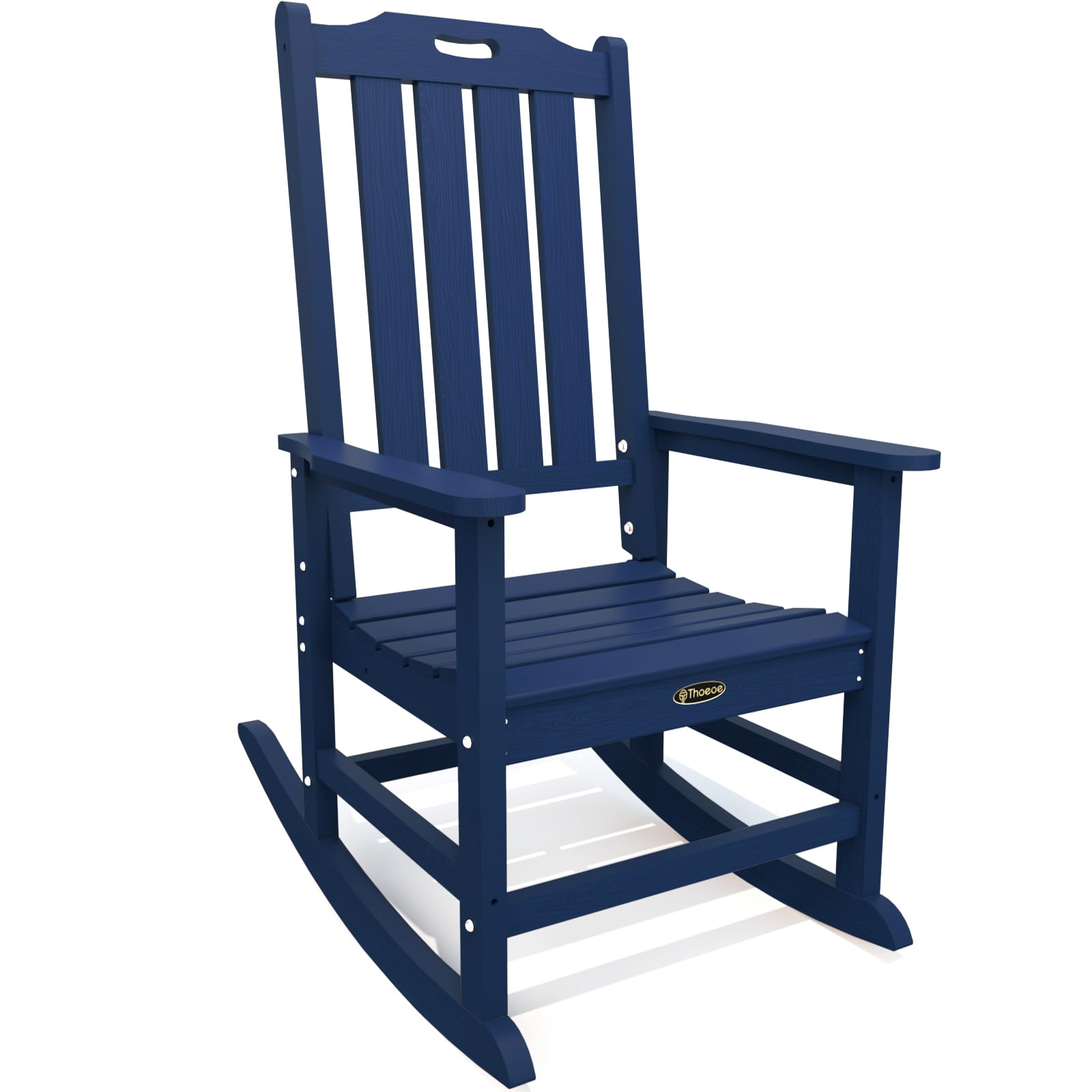THOEOE Outdoor Rocking Chairs, Oversized Patio Rocking Chair | HDPE Outdoor Rockers for Front Porch, Patio, Backyard, Balcony and Garden. All-Weather High Back Design, Black