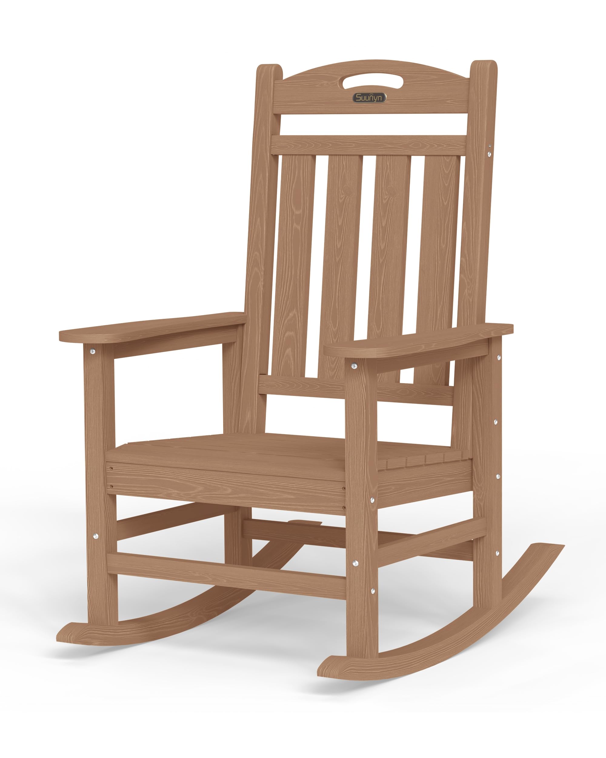 Oversized Outdoor Rocking Chair, HDPE All Weather Resistant Patio Rocking Chair, High Back Porch Rocking Chair, 380lbs Weight Capacity, Dark Grey
