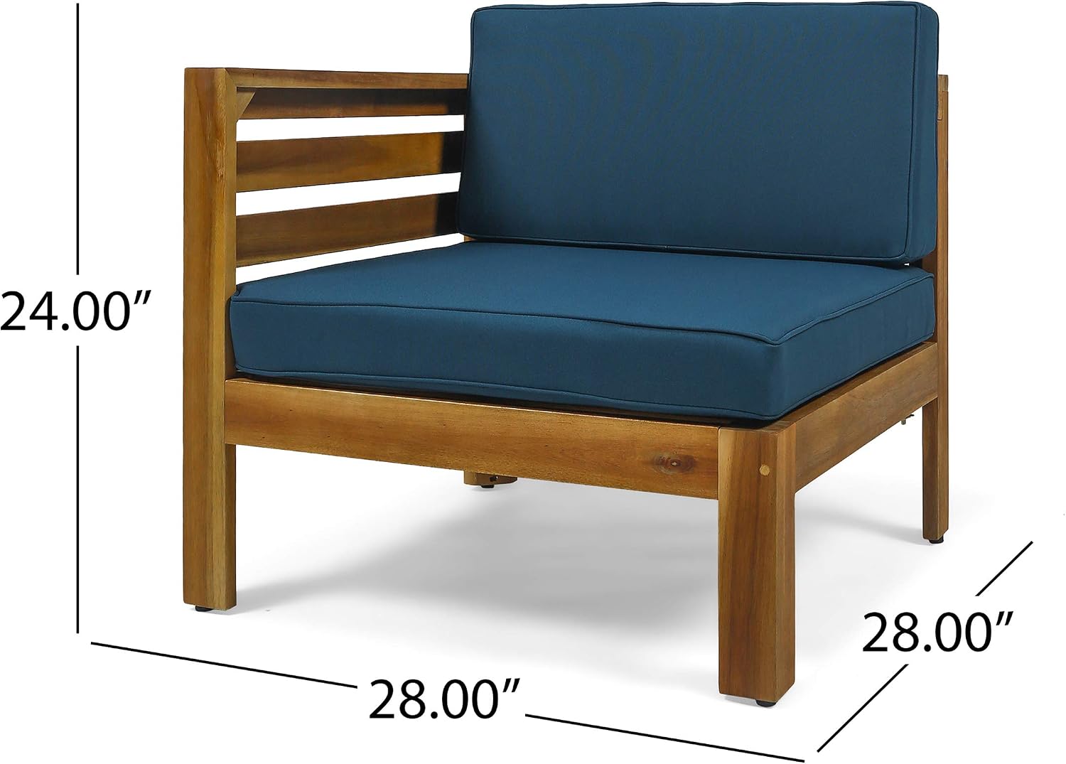 Christopher Knight Home Alice Outdoor 5 Piece Acacia Wood Sofa Set, Teak Finish, Dark Teal