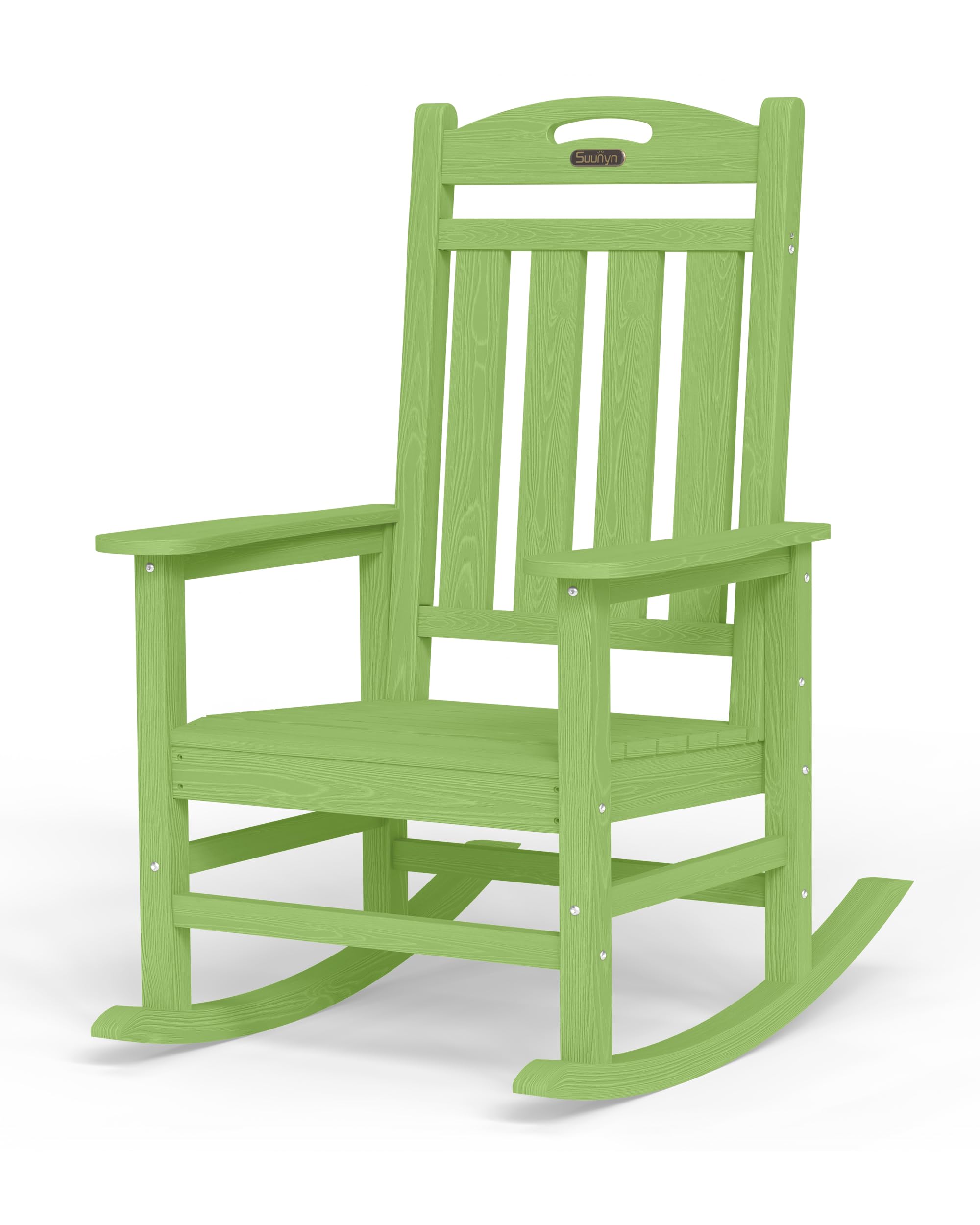 Oversized Outdoor Rocking Chair, HDPE All Weather Resistant Patio Rocking Chair, High Back Porch Rocking Chair, 380lbs Weight Capacity, Dark Grey