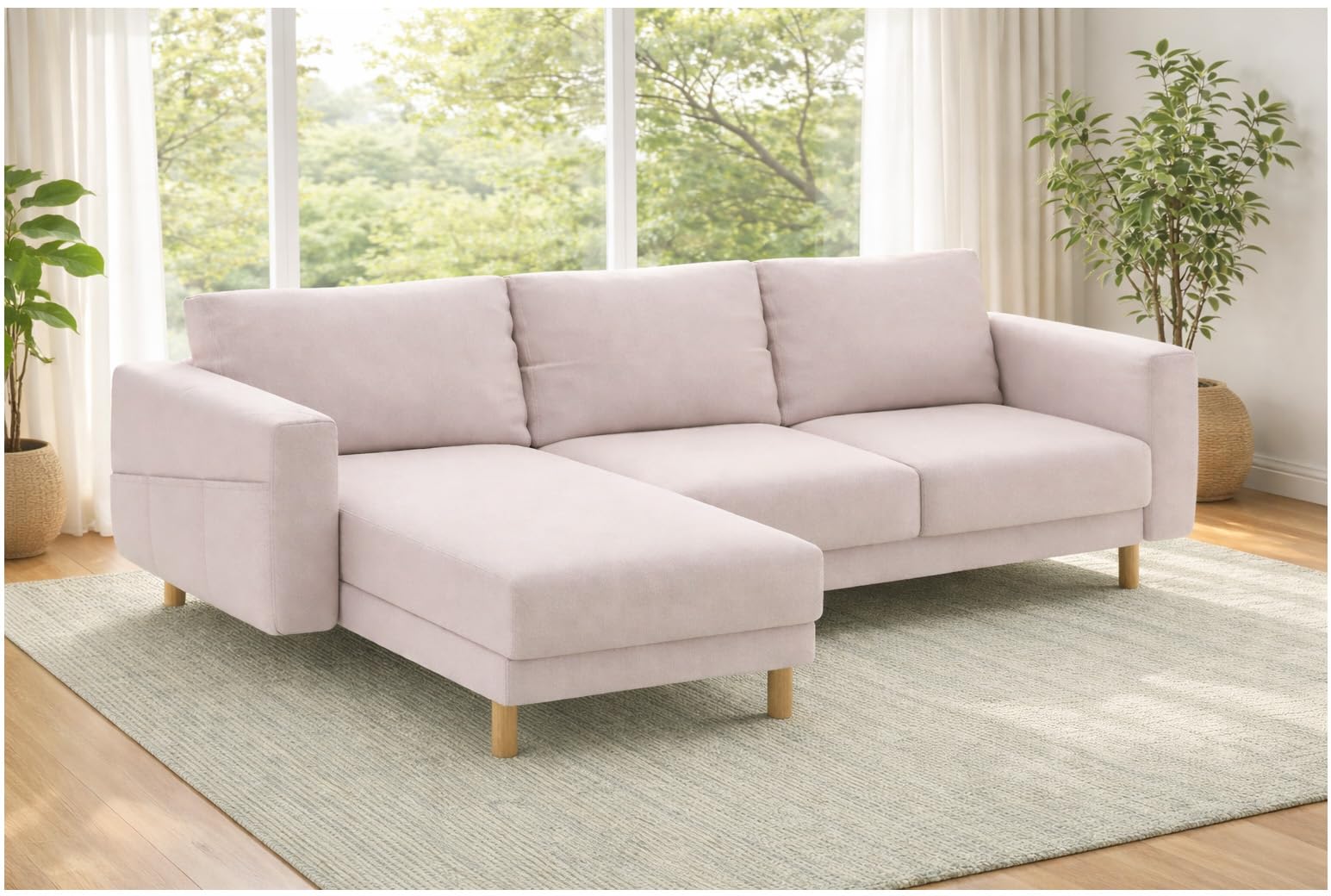HomeTown Market Durable Three Or Two (3 or 2) Seat with Chaise Sofa Cover Replacement Custom Made Compatible with IKEA Norsborg Sectional Corner Chaise Sofa Slipcover (3 and Chaise Polyester Beige)