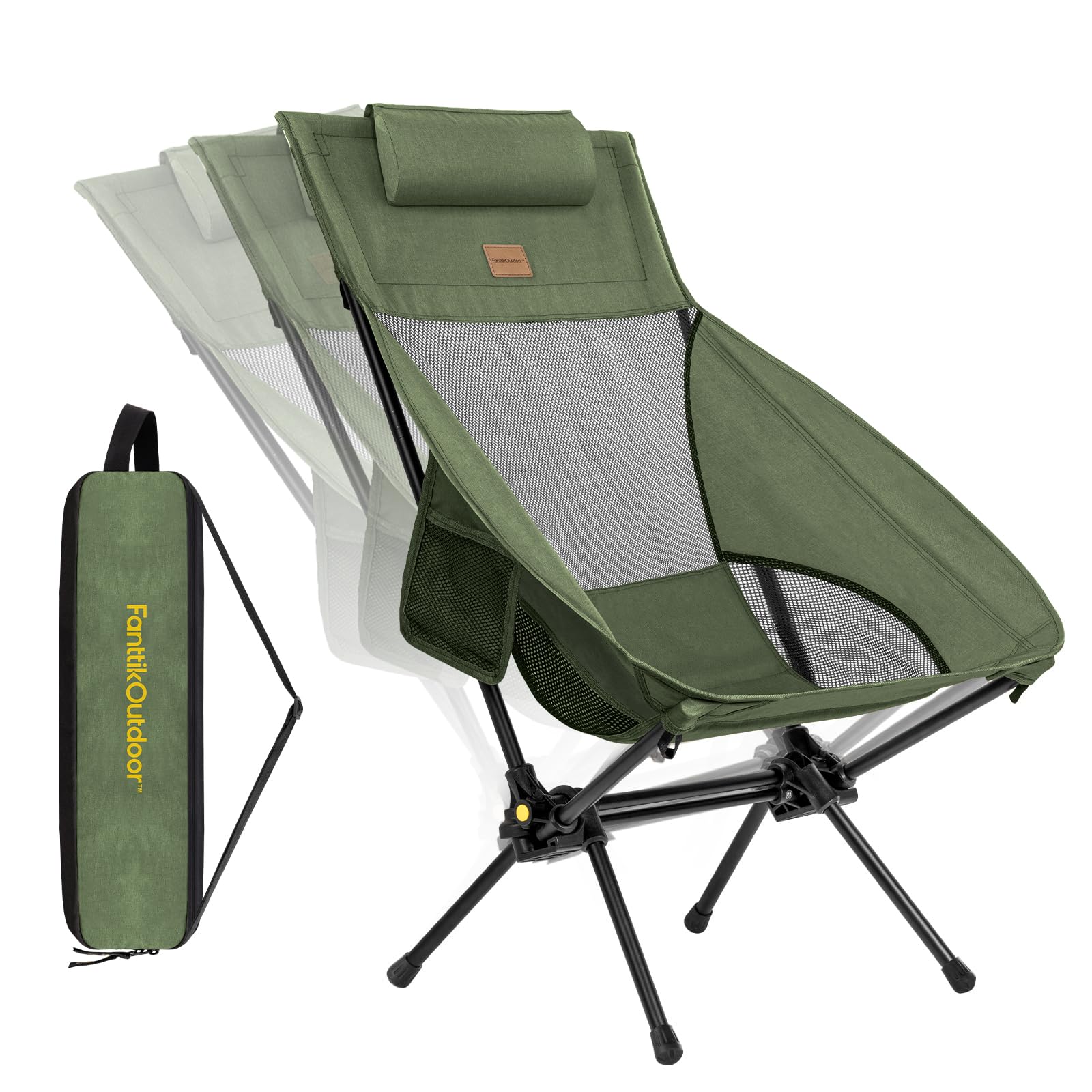 FanttikOutdoor Zeta L8 Max Camping Chair, Portable & Lightweight, Comfort-Driven Foldable Rocking Chair with Carry Bag for Camping, Hiking, Patio, Fishing, Support up to 250 lbs, Brown