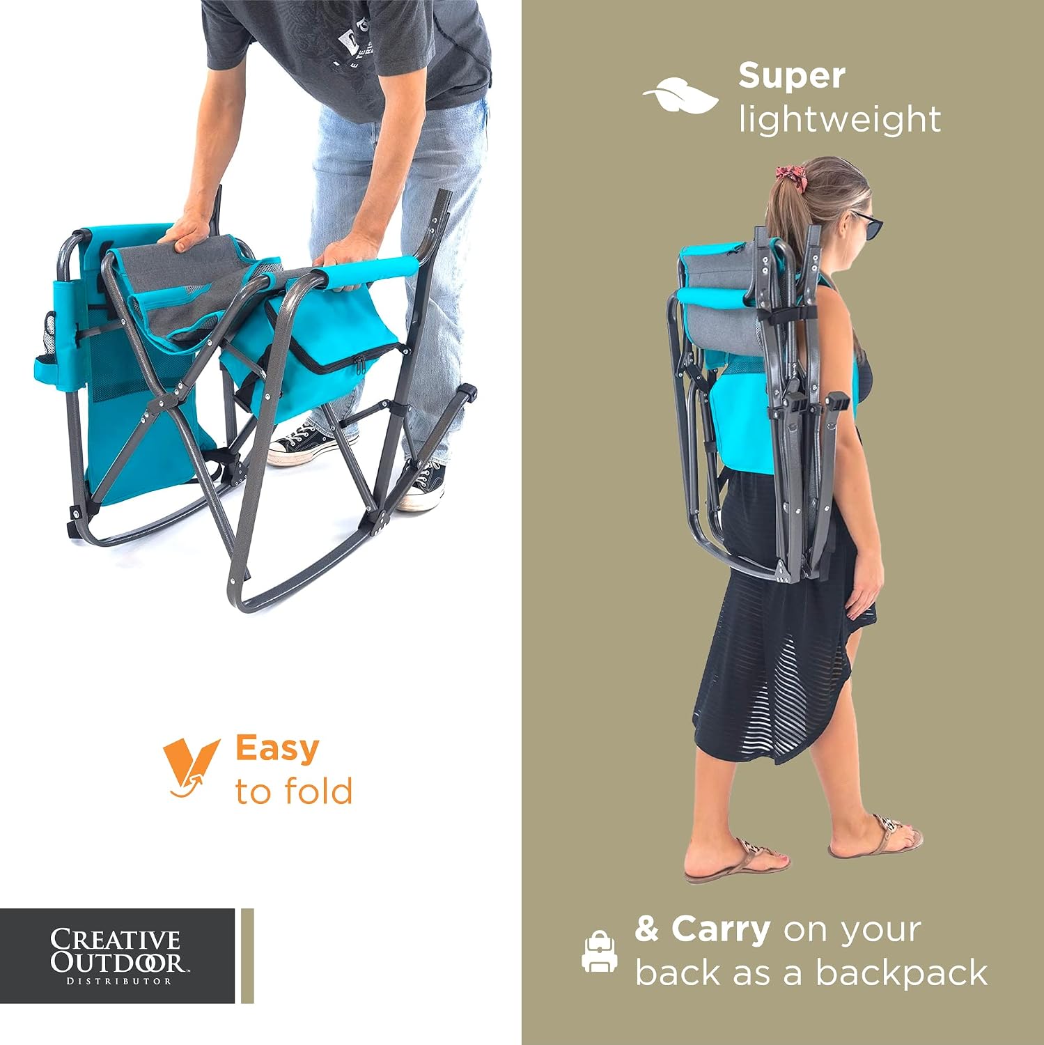 Creative Outdoor Collapsible Folding Rocking Director Chair | Camping Picnic Beach & Patio