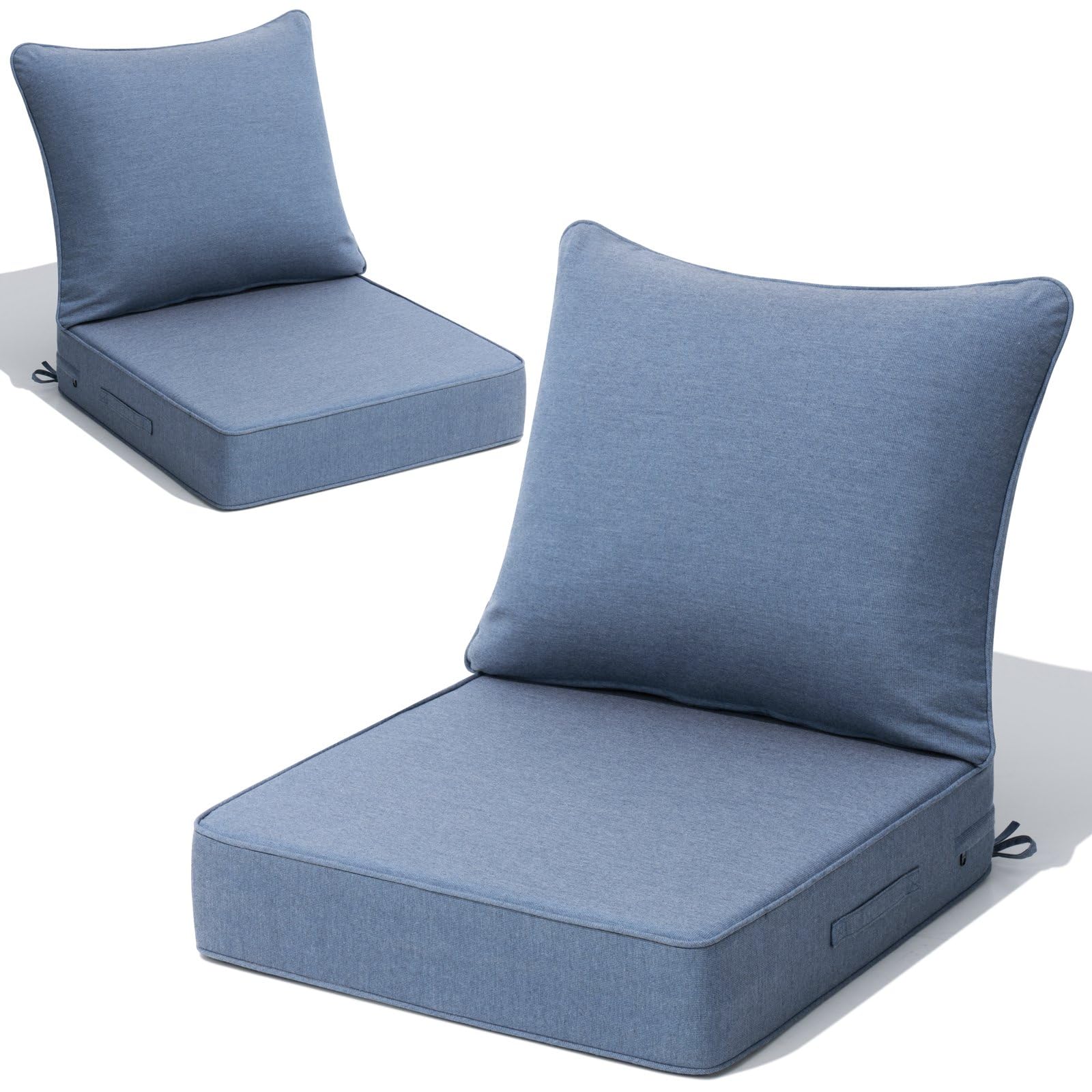 CRESTLIVE 5.5" Thick Deep Seat Patio Chair Cushions 24x24 Set of 2, Waterproof Outdoor Replacement Cushions for Wicker Sofa and Couch, Fade Resistant, Malachite