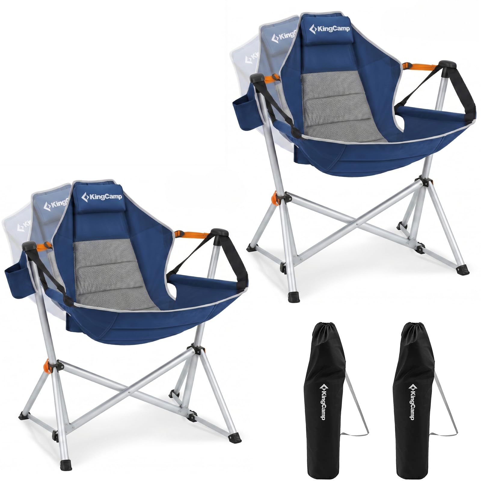 KingCamp Hammock Camping Chair, Swinging Portable Camp Chairs for Adults, 400lbs Heavy Duty Oversized Folding Rocking Chair with Adjustable Recline, Aluminum Alloy Frame for Outdoor Patio Beach Sport