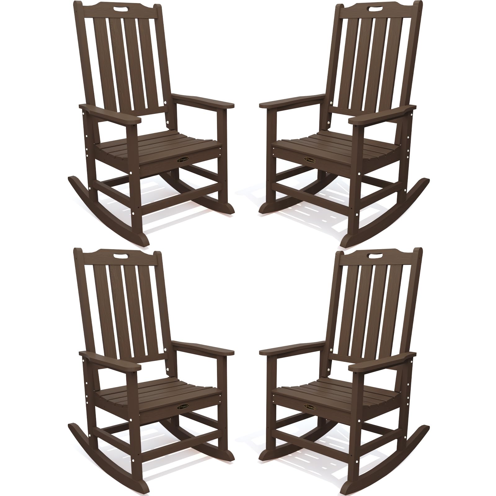 THOEOE Outdoor Rocking Chairs, Oversized Patio Rocking Chair | HDPE Outdoor Rockers for Front Porch, Patio, Backyard, Balcony and Garden. All-Weather High Back Design, Black