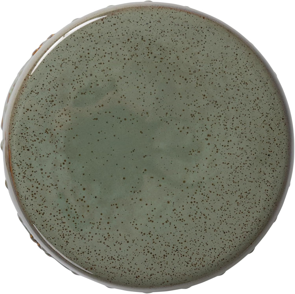 Balkene Home Large Medallion Ceramic Indoor Outdoor Garden Stool Table Perfect As Plant Pedestals, Flexible Seating Constructed of Fired Porcelain Ceramic - Olive Jade Green