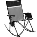 Portal Oversized Folding Rocking Camping Chair for Adults, Portable & Foldable Outdoor Lawn Rocker Chairs with High Back Hard Armrests Carry Bag for Outside, Camp, Patio, Supports 400lbs, Grey&Black