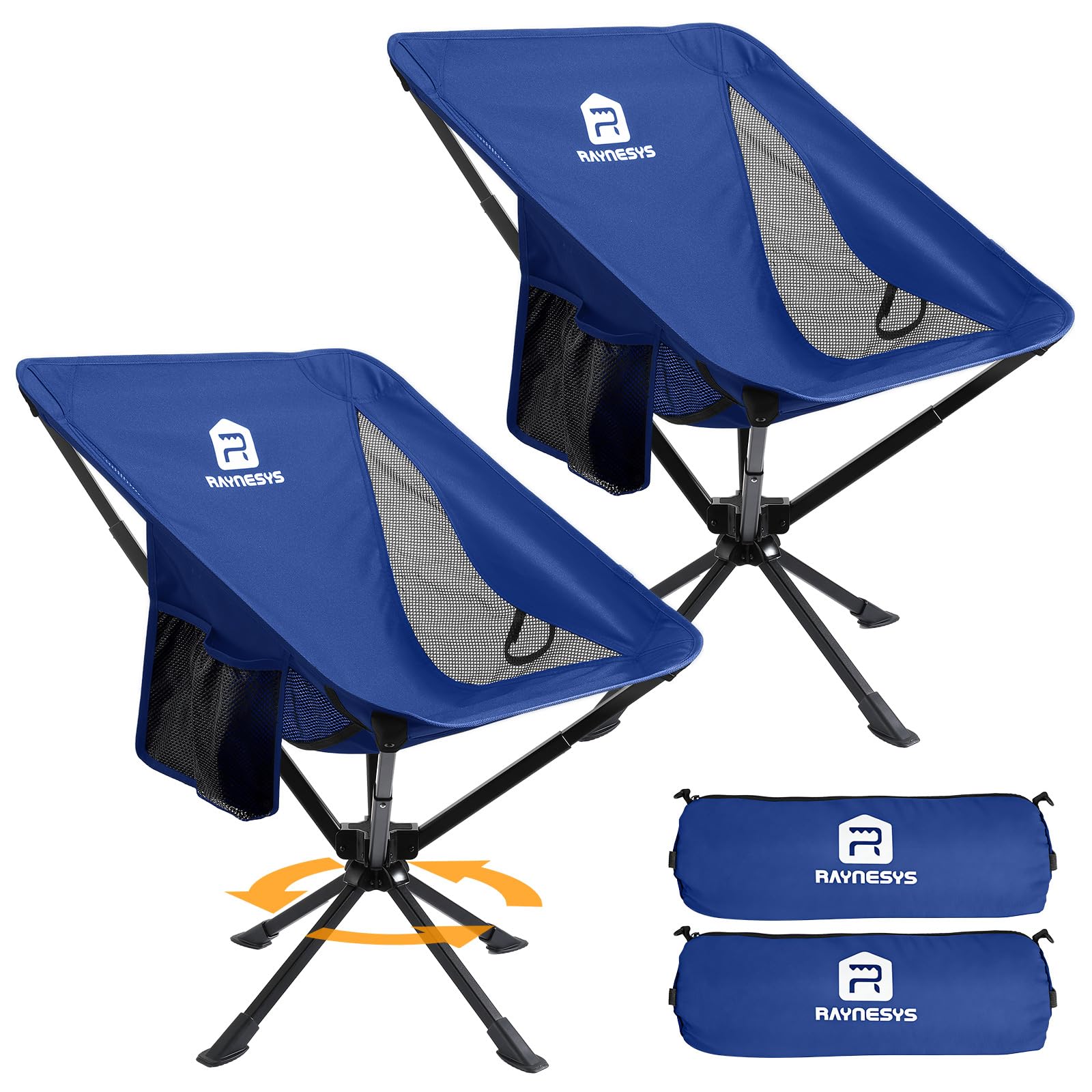 Raynesys 1 Pack Portable Camping Chair, Flexible 360° Rotation, Easy Carry, 8 Seconds Quick Setup Folding Camping Chair, 3.8Lb Lightweight Folding Chairs for Hiking, Beach, Sporting, Travel