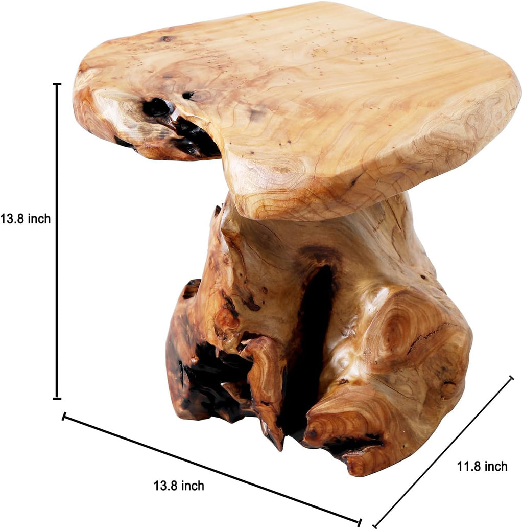 13.8" Cedar Stump Stool,Natural Wooden Side Table,Plant Stool,Live Edge Coffee Table for Bedroom,Living Room, Outdoor