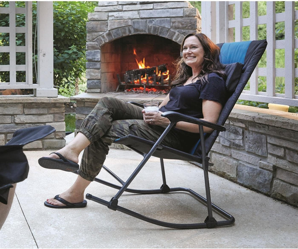 Guide Gear Oversized Rocking Camp Chair, Portable, Outdoor, Folding, 500 Pound Capacity Blue/Black