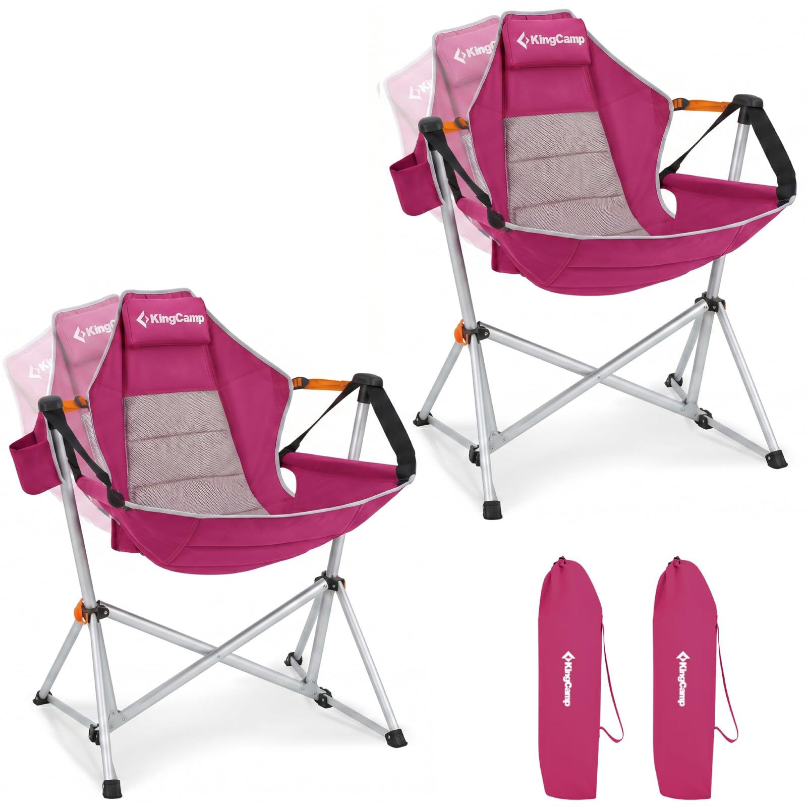 KingCamp Hammock Camping Chair, Swinging Portable Camp Chairs for Adults, 400lbs Heavy Duty Oversized Folding Rocking Chair with Adjustable Recline, Aluminum Alloy Frame for Outdoor Patio Beach Sport