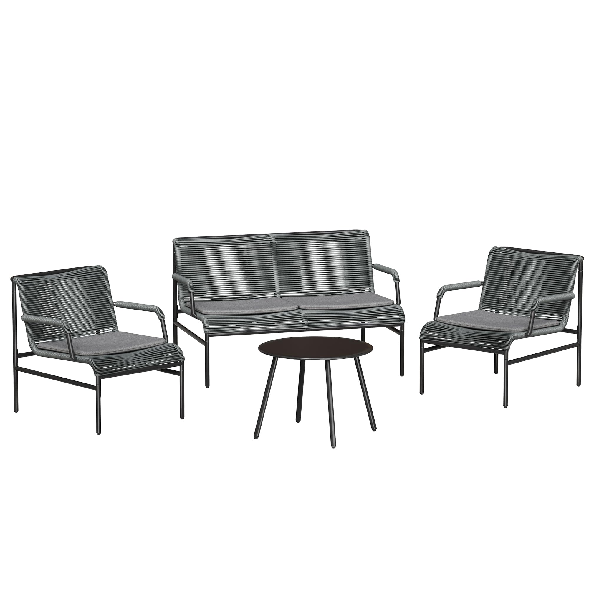 EAST OAK Breezeway Patio Furniture Set, 3-Piece Outside Bistro Set Handwoven Rattan Wicker Chairs with Waterproof Cushions, Tempered Glass Table, Outdoor Conversation Set, Ivory White & Jungle Green
