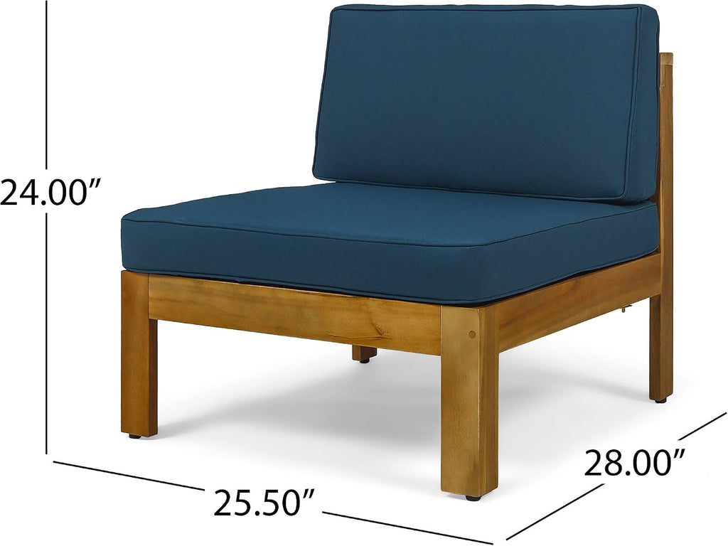 Christopher Knight Home Alice Outdoor 5 Piece Acacia Wood Sofa Set, Teak Finish, Dark Teal