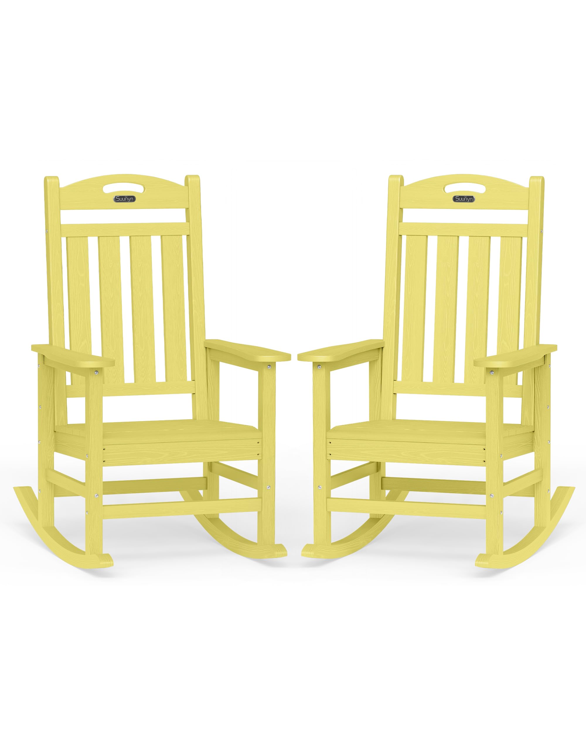 Oversized Outdoor Rocking Chair, HDPE All Weather Resistant Patio Rocking Chair, High Back Porch Rocking Chair, 380lbs Weight Capacity, Dark Grey