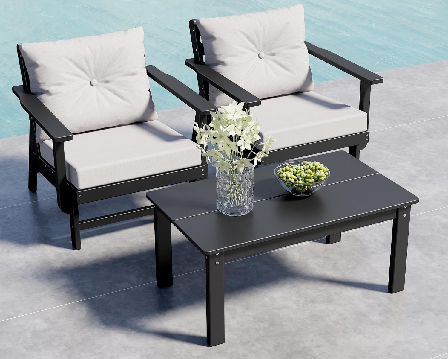 GREENVINES Adirondack-Outdoor-Side-Table | 18 x 18 Inches | HDPE Plastic | All Weather | Outside Couch Tables for Conversation Set | Gray | for Patio Porch Deck Lawn